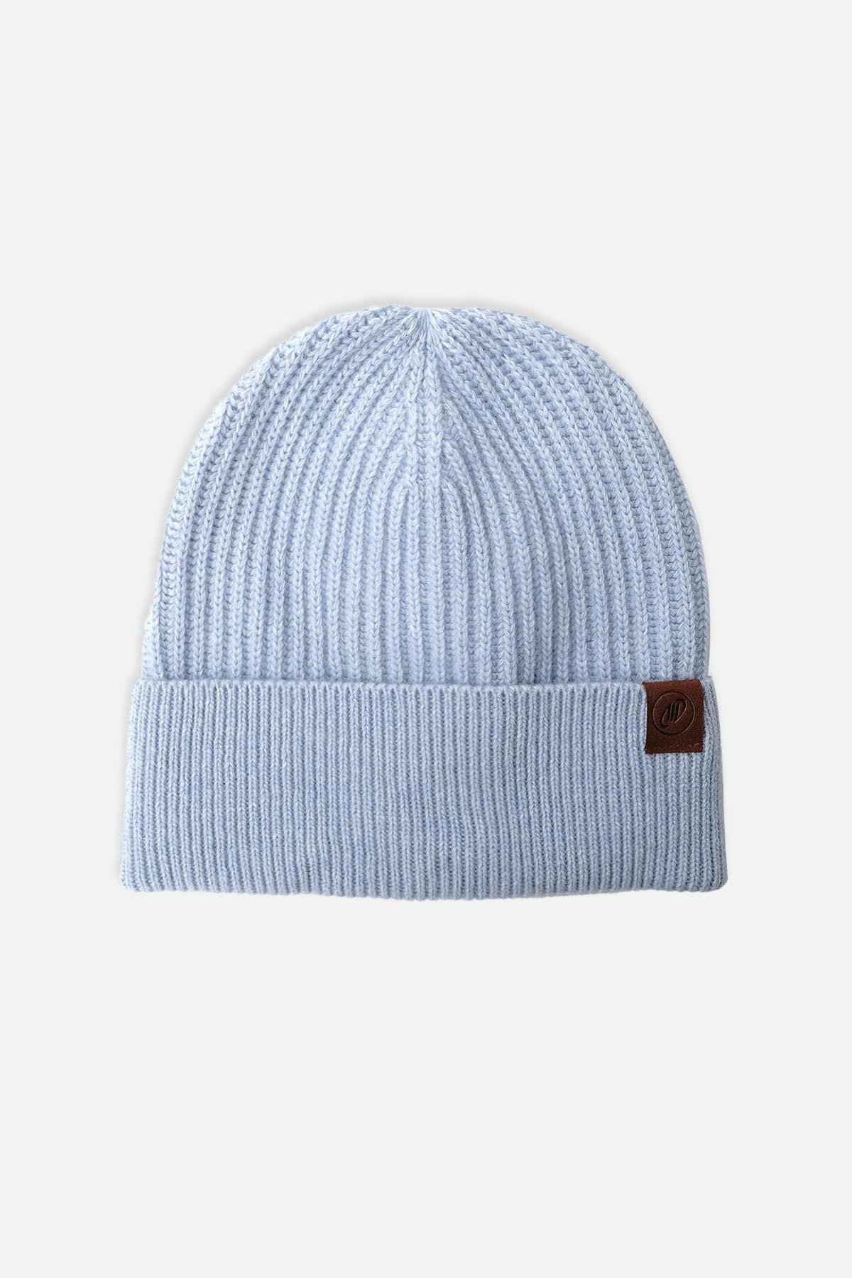 Mısırlı Unisex Kuzu Yünü (Lambswool) Katlamalı Mavi Bere