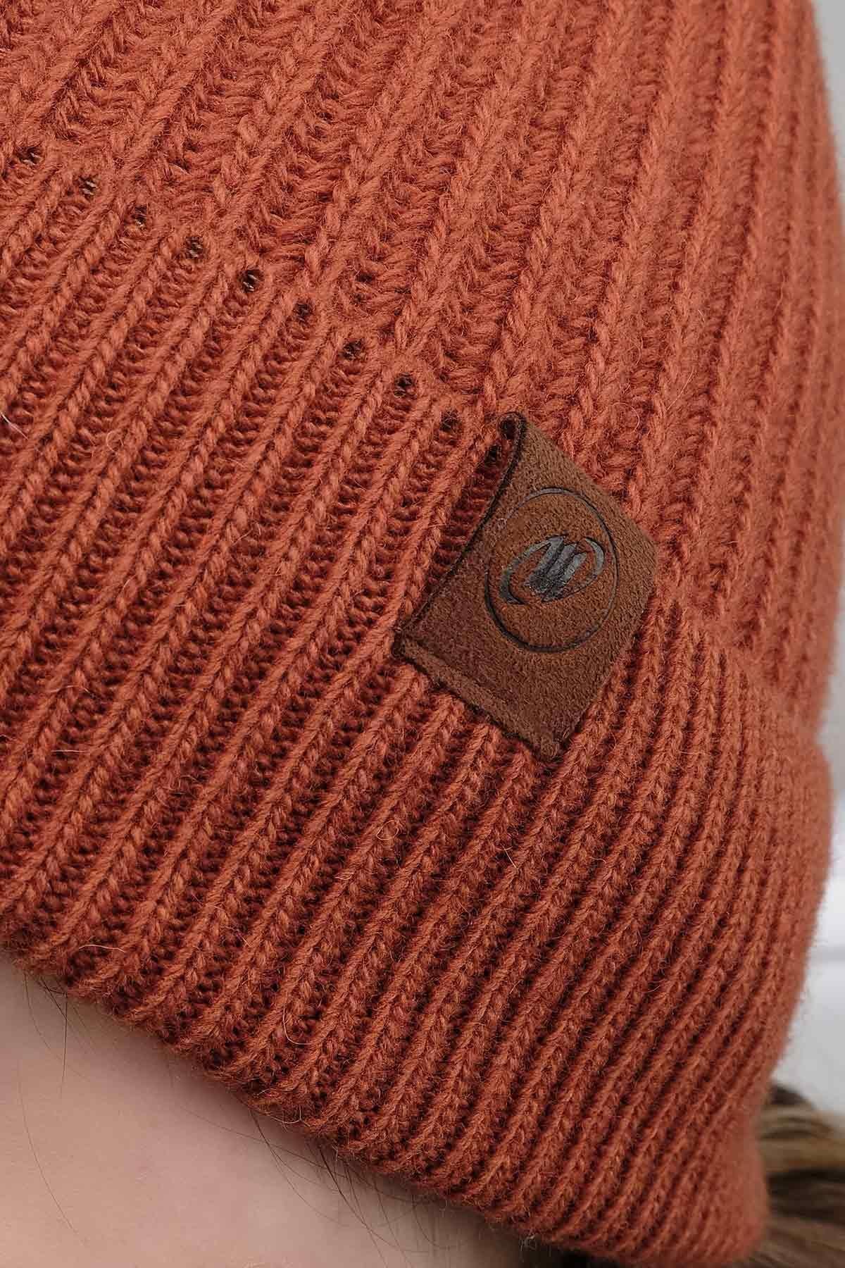 Mısırlı Unisex Kuzu Yünü (Lambswool) Katlamalı Kiremit Bere