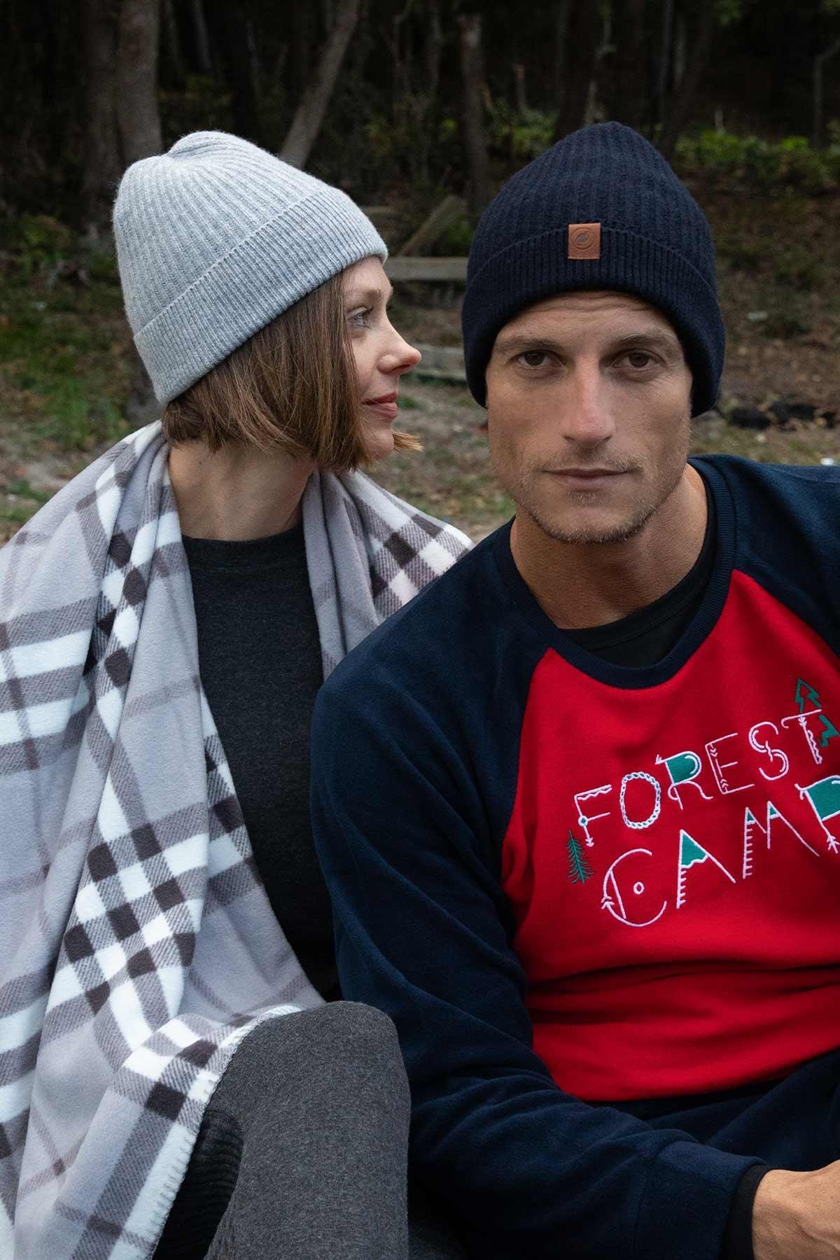 Mısırlı Unisex Kuzu Yünü (Lambswool) Katlamalı Açık Gri Bere