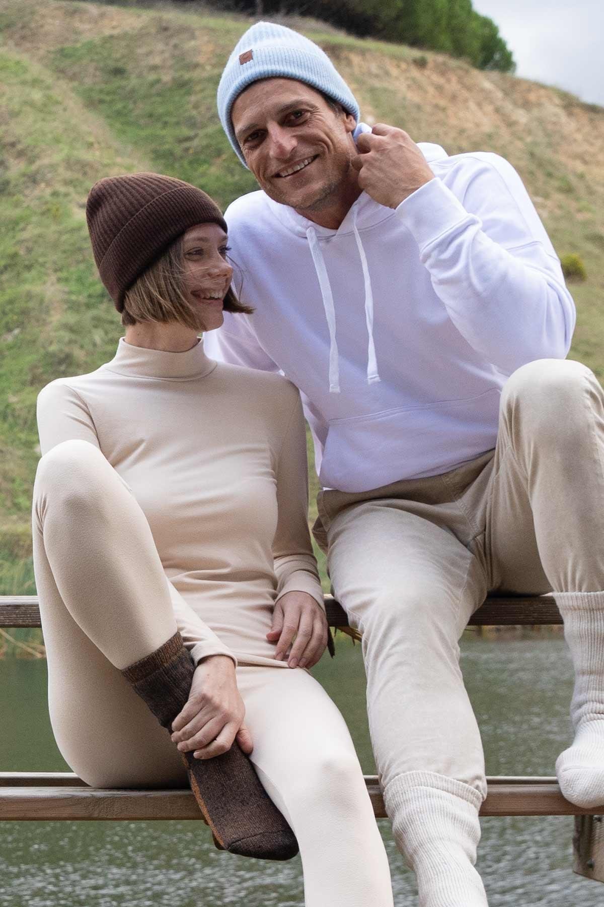 Mısırlı Unisex Kuzu Yünü (Lambswool) Katlamalı Mavi Bere