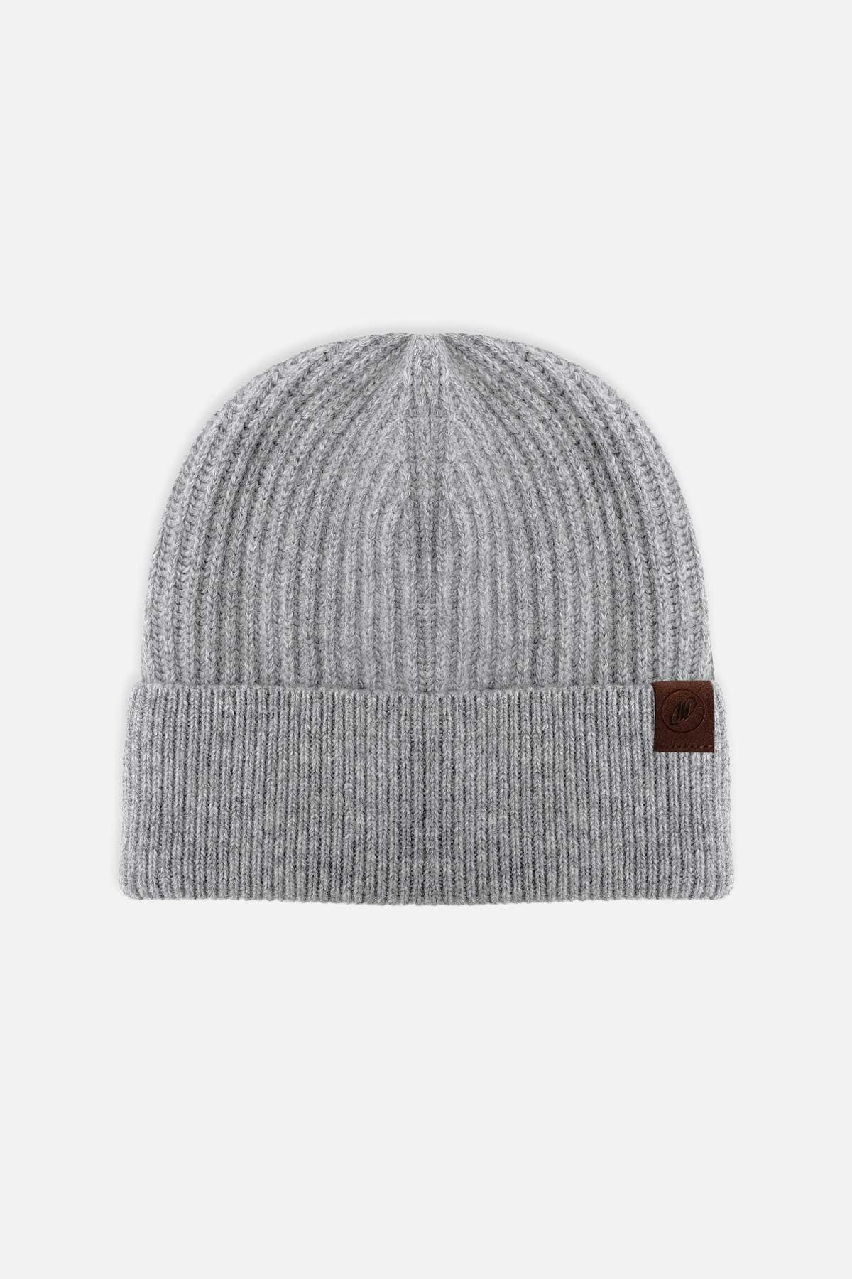 Mısırlı Unisex Kuzu Yünü (Lambswool) Katlamalı Açık Gri Bere
