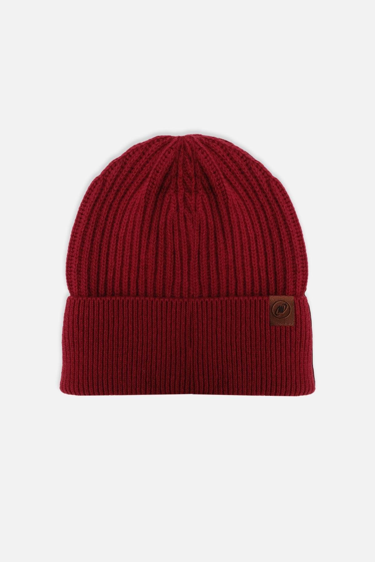 Mısırlı Unisex Kuzu Yünü (Lambswool) Katlamalı Kırmızı Bere