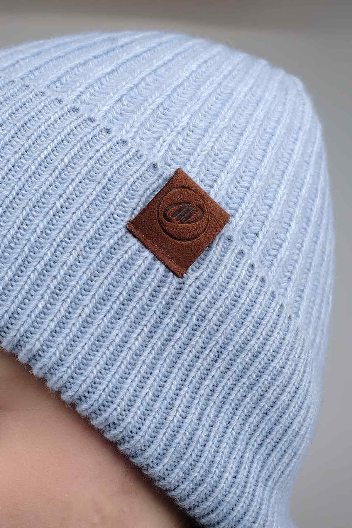 Mısırlı Unisex Kuzu Yünü (Lambswool) Katlamalı Mavi Bere