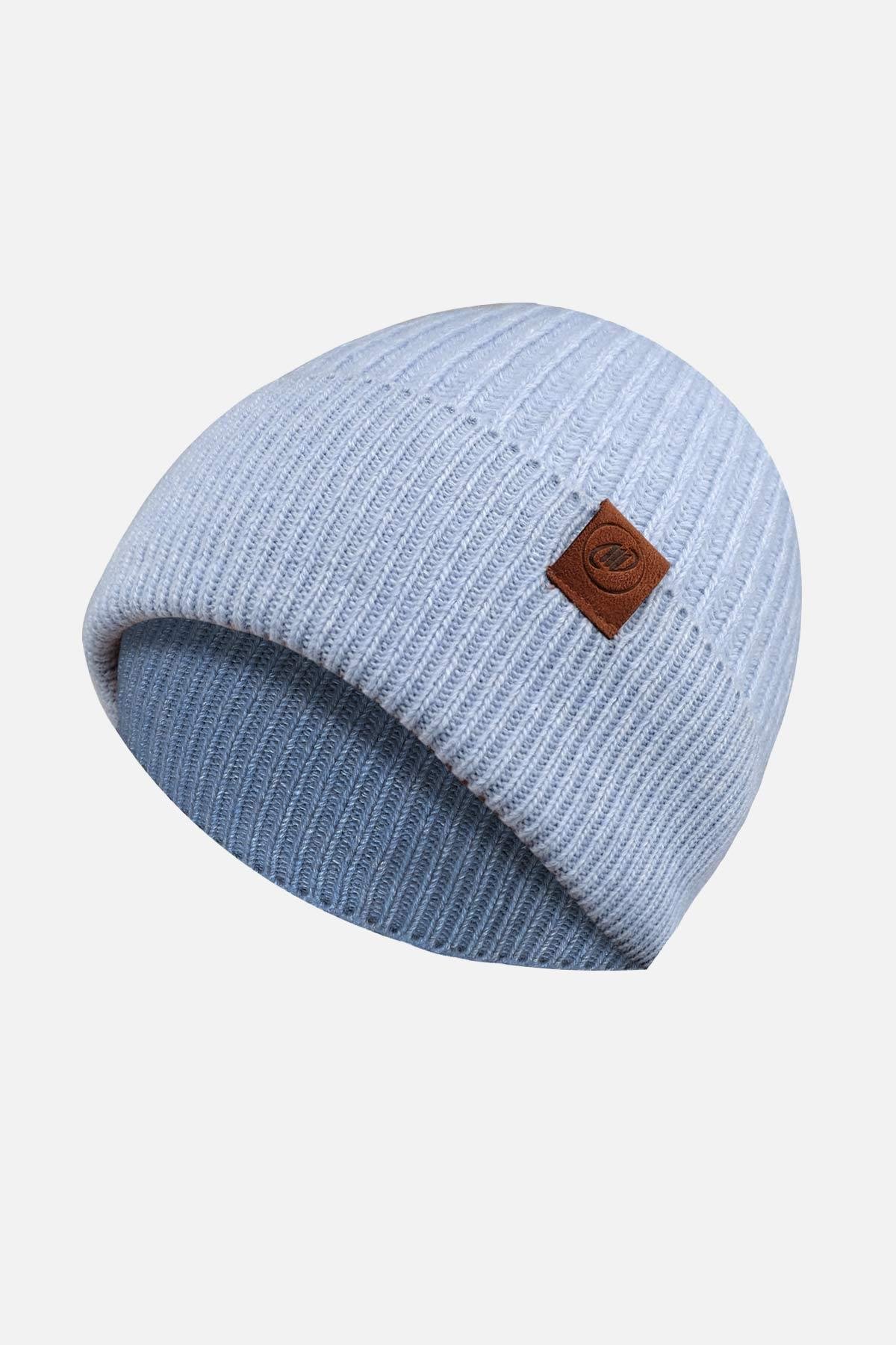 Mısırlı Unisex Kuzu Yünü (Lambswool) Katlamalı Mavi Bere