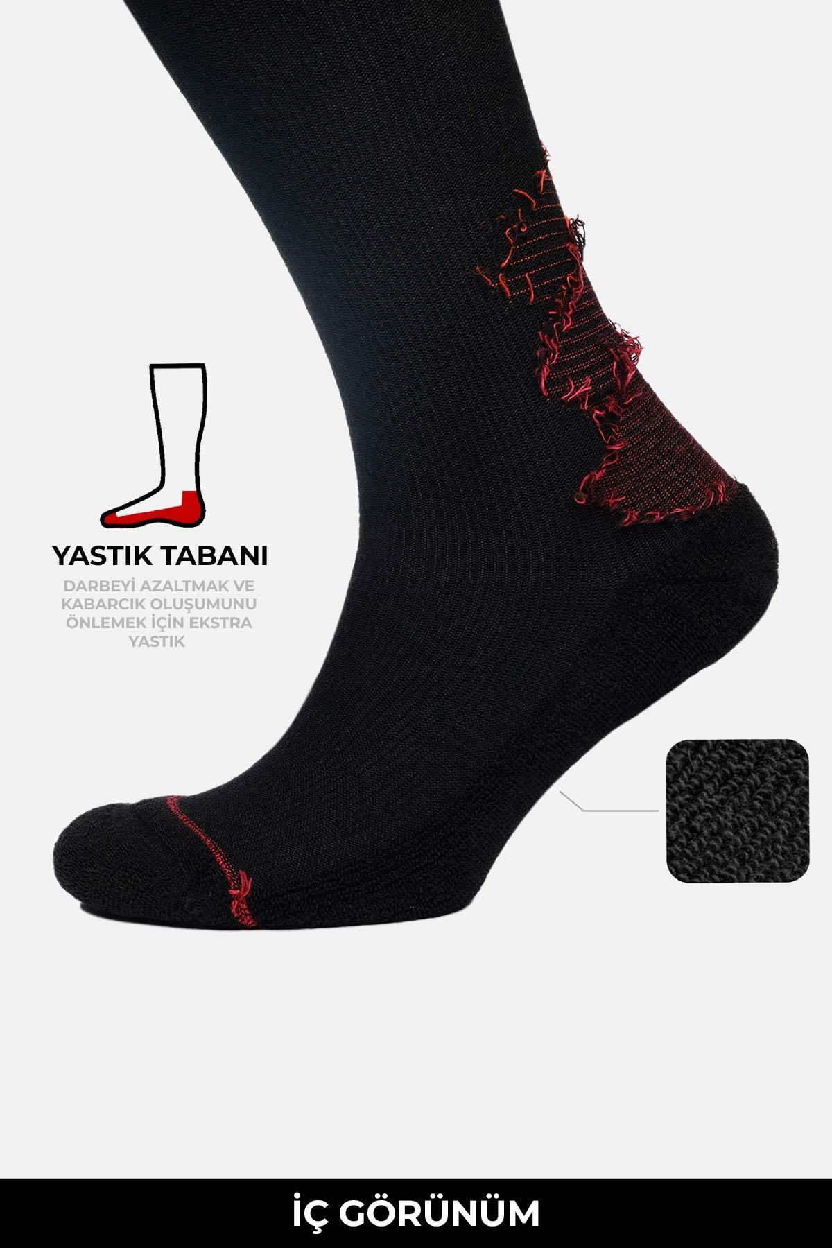 Mısırlı Unisex Merino Yünü Kışlık Tekli Antrasit/Lila Soket Compression Çorap - M COMP-AL