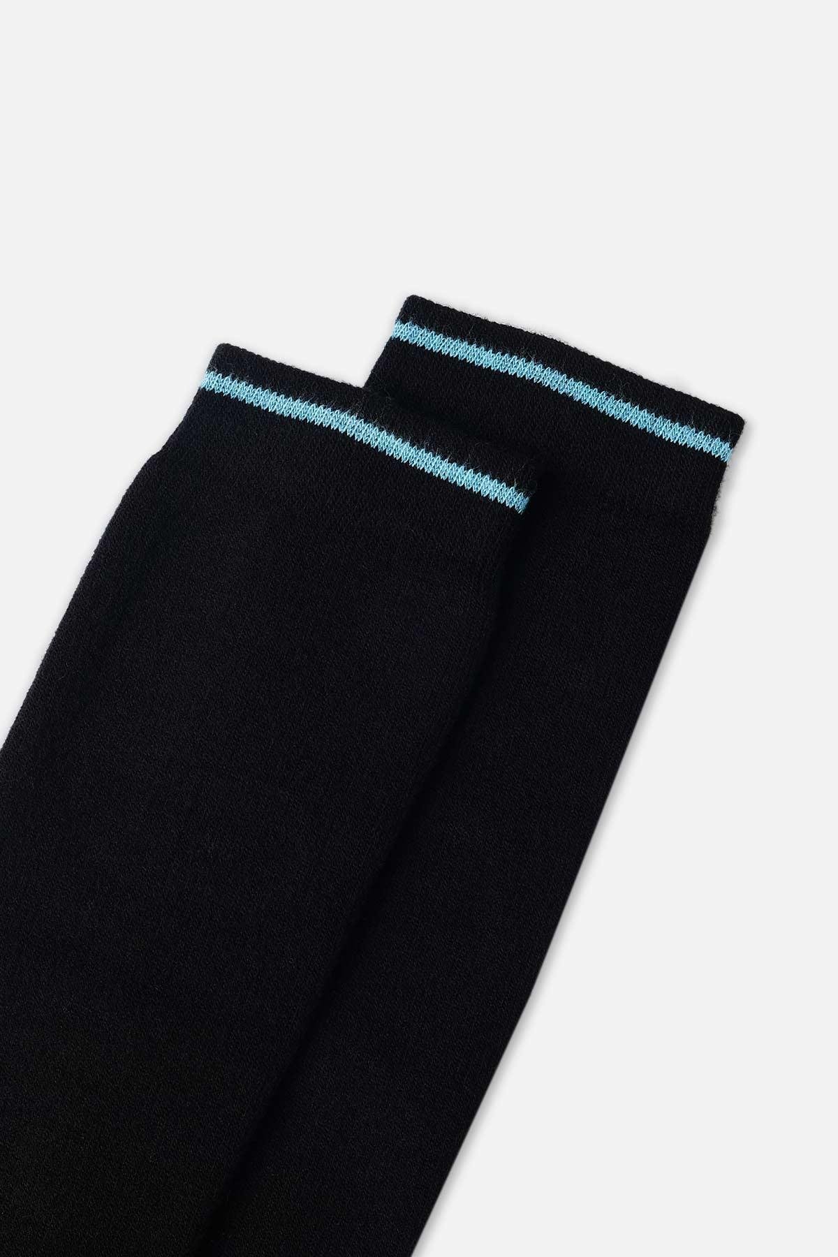 Mısırlı Unisex Merino Yünü Kışlık Tekli Siyah/Turkuaz Sıkılaştırıcı Çorap