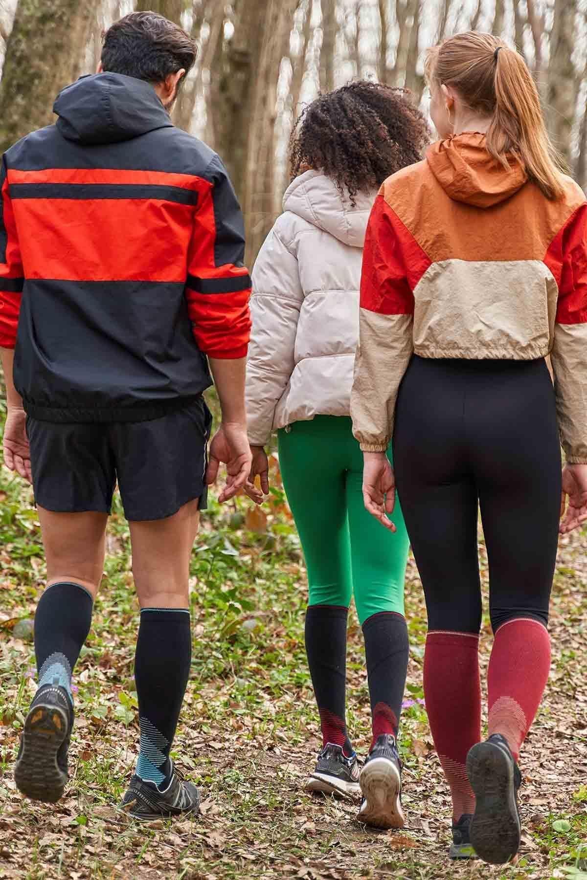 Mısırlı Unisex Merino Yünü Kışlık Tekli Siyah/Turkuaz Sıkılaştırıcı Çorap