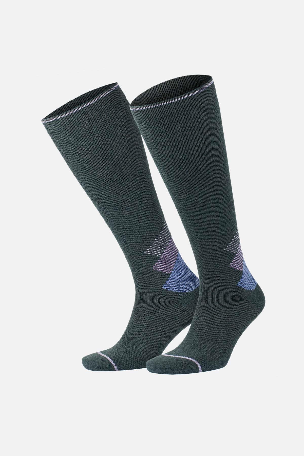 Mısırlı Unisex Merino Yünü Kışlık Tekli Antrasit/Lila Soket Compression Çorap - M COMP-AL