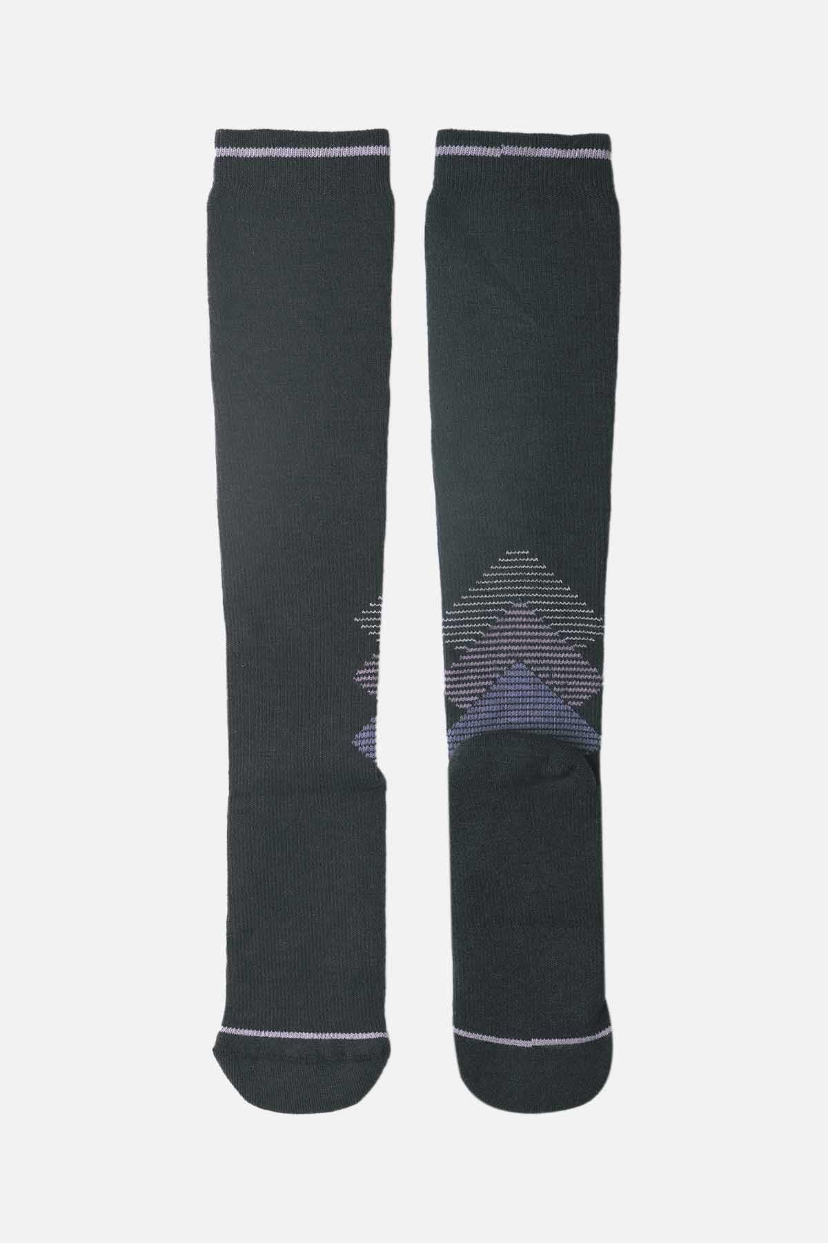 Mısırlı Unisex Merino Yünü Kışlık Tekli Antrasit/Lila Soket Compression Çorap - M COMP-AL
