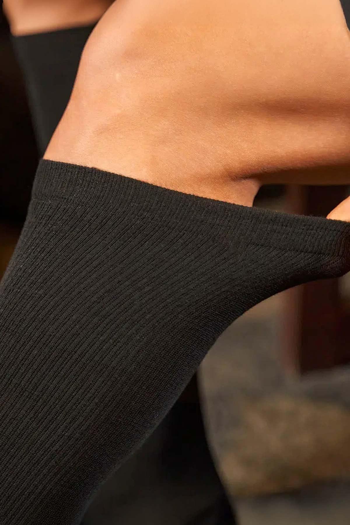 Mısırlı Unisex Merino Yünü Kışlık Tekli Siyah Soket Compression Çorap - M COMP-S