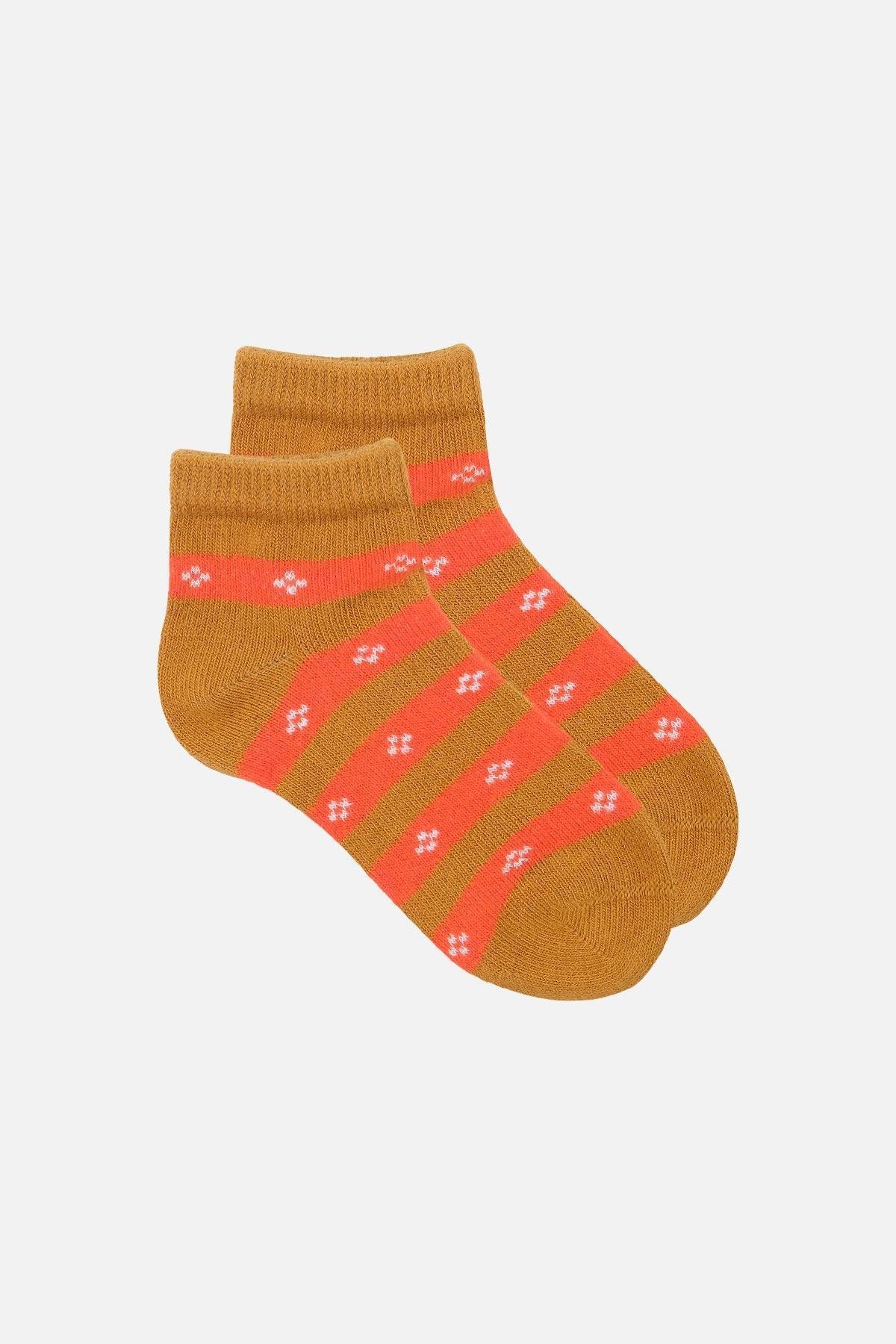 Mısırlı Unisex Pamuklu 3 Çift Çok Renkli Çocuk Patik Çorap - M-BABY-10