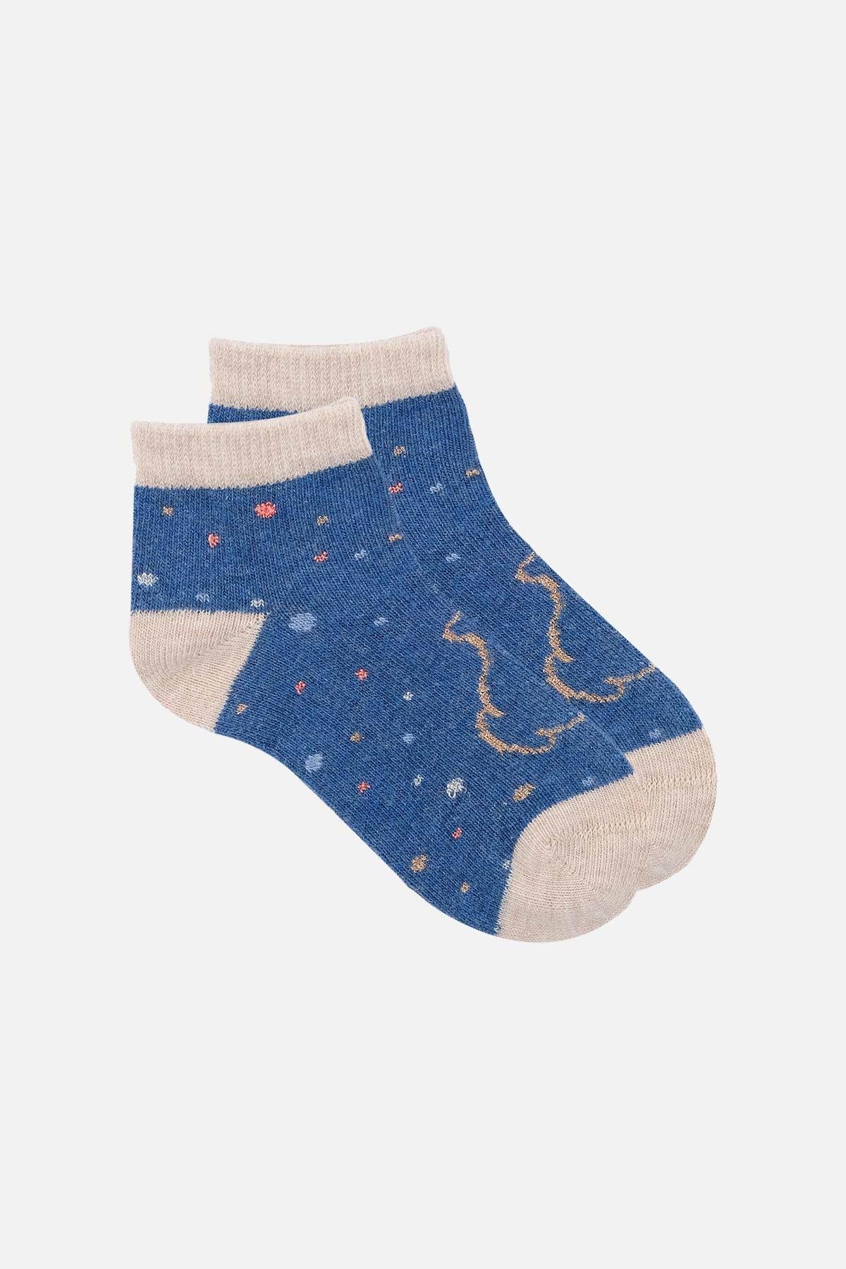 Mısırlı Unisex Pamuklu 3 Çift Çok Renkli Çocuk Patik Çorap - M-BABY-29
