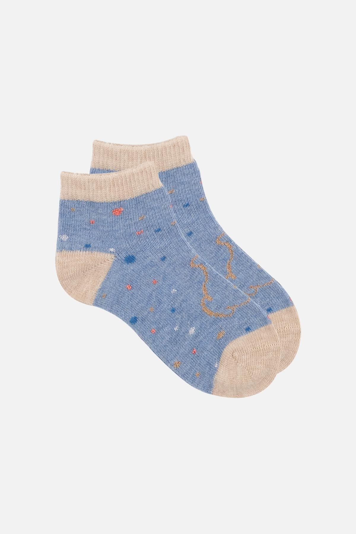 Mısırlı Unisex Pamuklu 3 Çift Çok Renkli Çocuk Patik Çorap - M-BABY-29