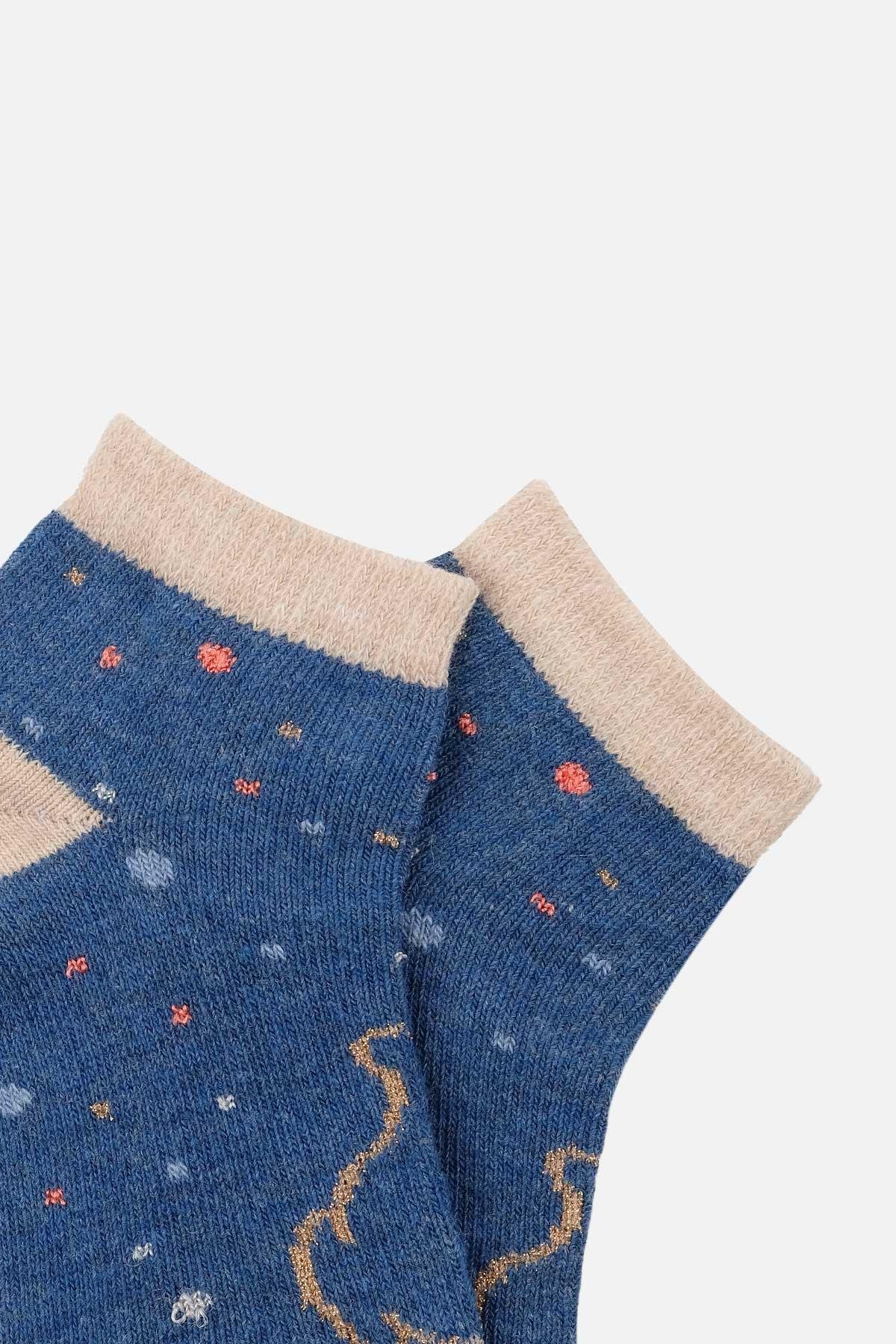 Mısırlı Unisex Pamuklu 3 Çift Çok Renkli Çocuk Patik Çorap - M-BABY-29