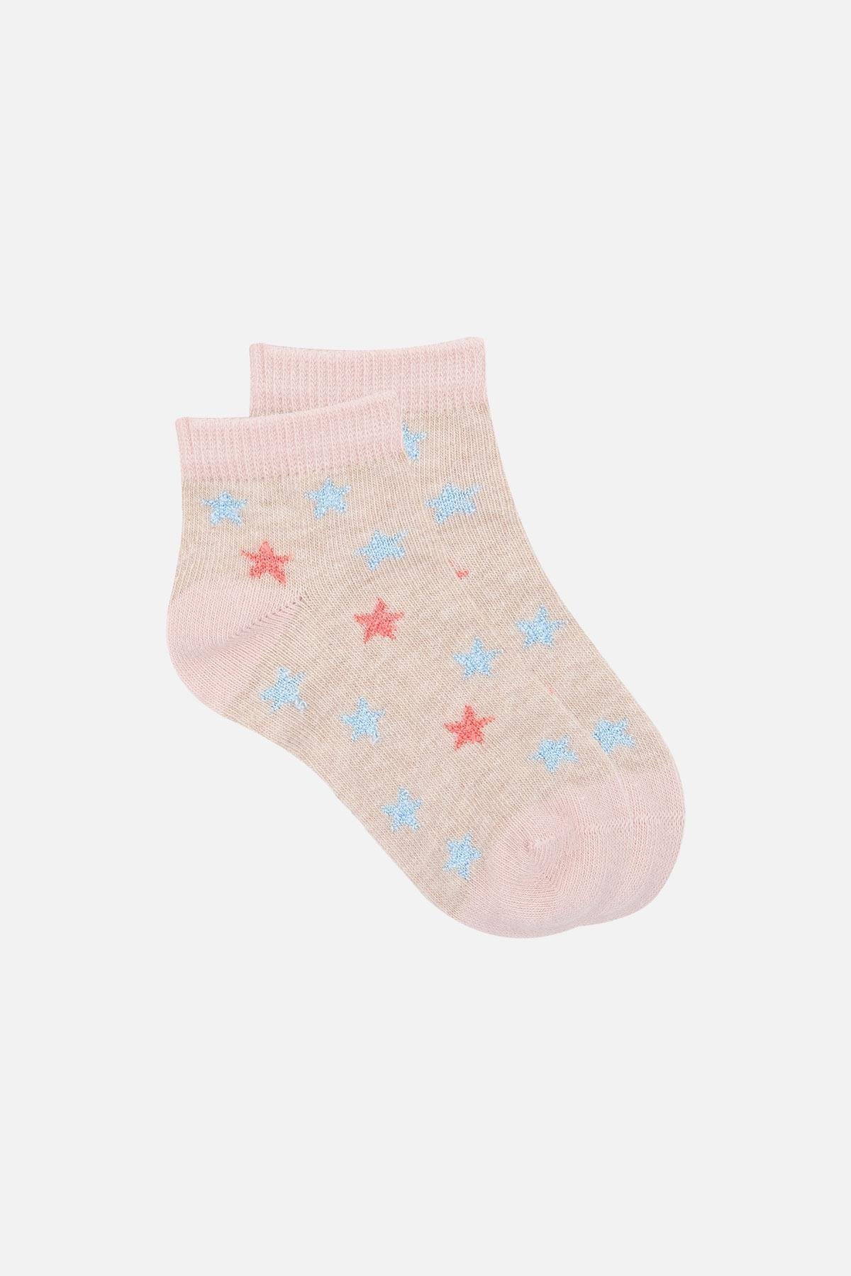 Mısırlı Unisex Pamuklu 3 Çift Yıldız Desenli Çocuk Patik Çorap   M BABY 26