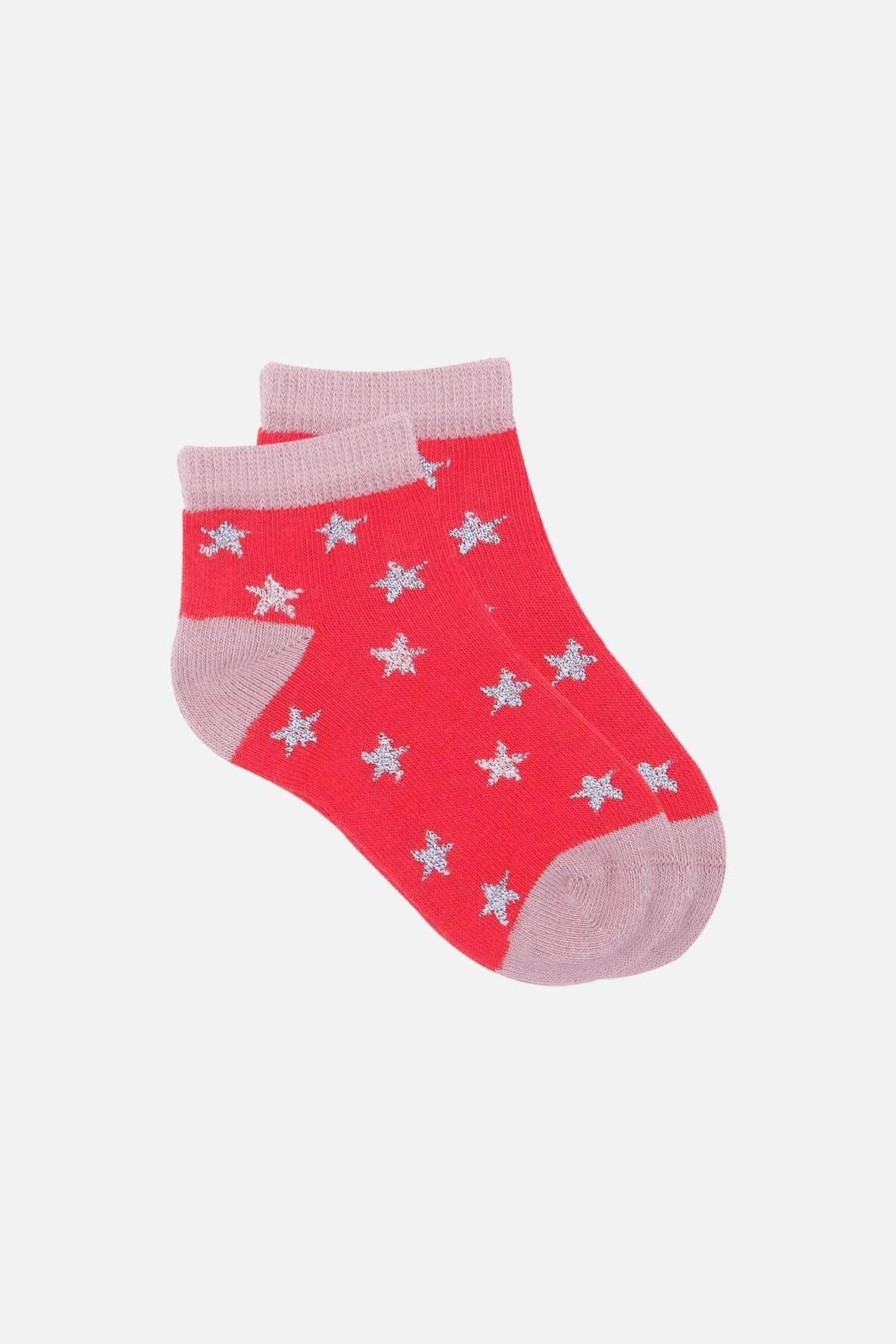Mısırlı Unisex Pamuklu 3 Çift Yıldız Desenli Çocuk Patik Çorap - M-BABY-26