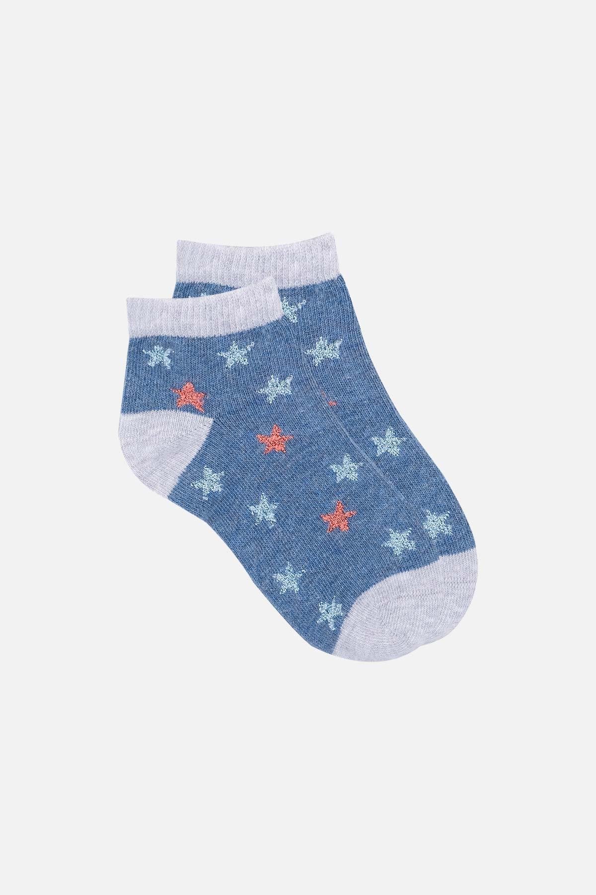 Mısırlı Unisex Pamuklu 3 Çift Yıldız Desenli Çocuk Patik Çorap - M-BABY-26
