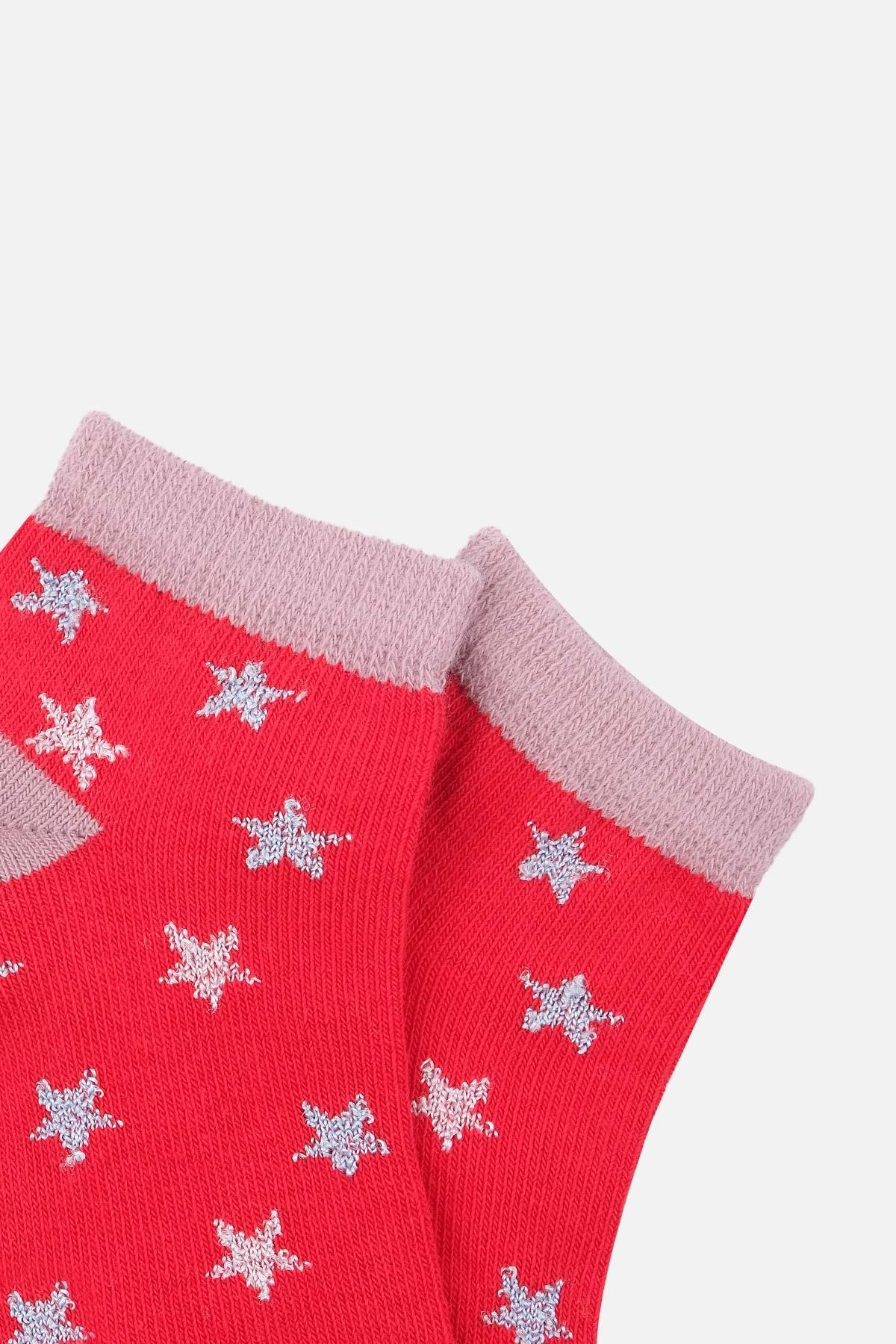 Mısırlı Unisex Pamuklu 3 Çift Yıldız Desenli Çocuk Patik Çorap - M-BABY-26