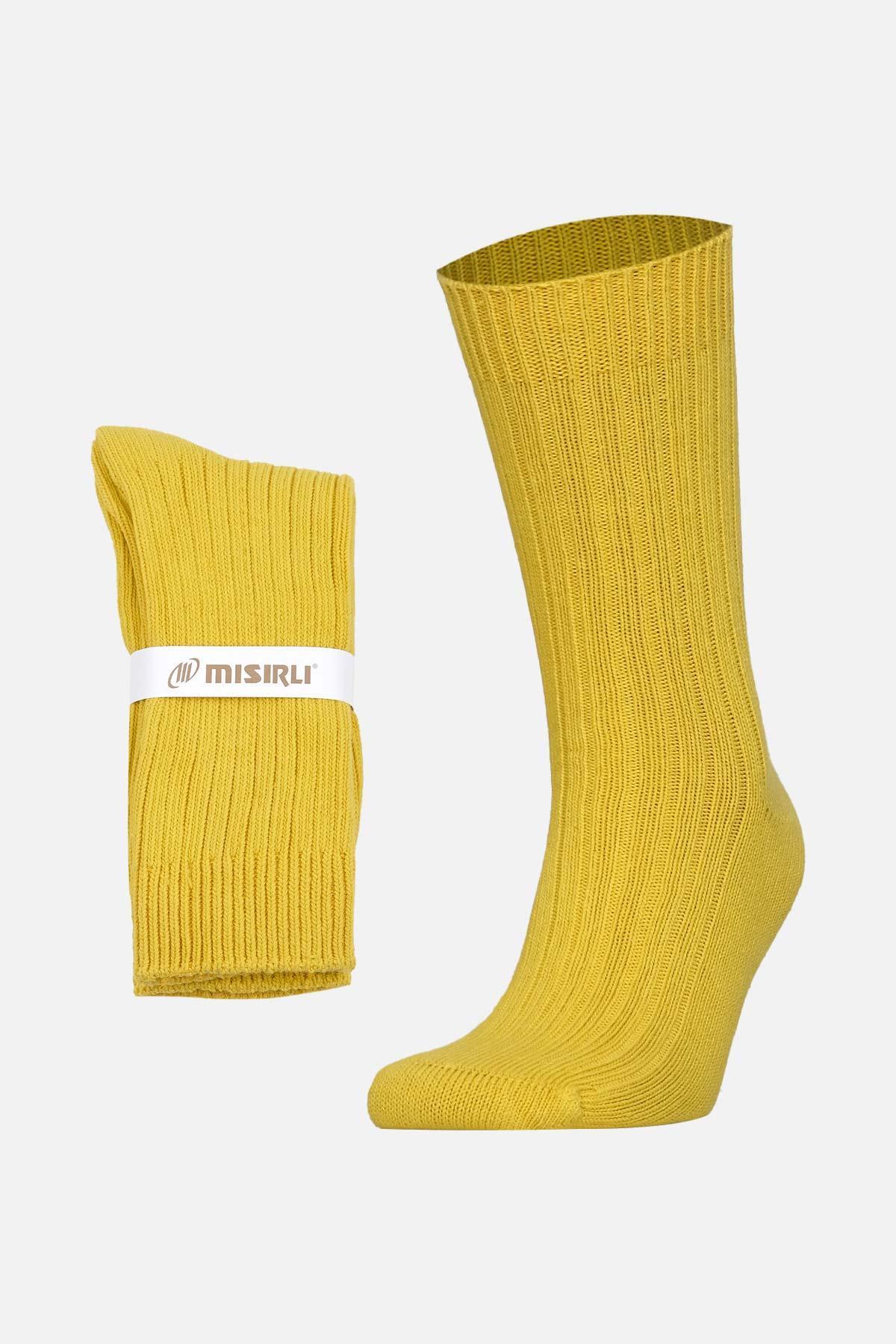 Mısırlı Unisex Pamuklu Bio Cotton Kışlık Sarı Soket Çorap