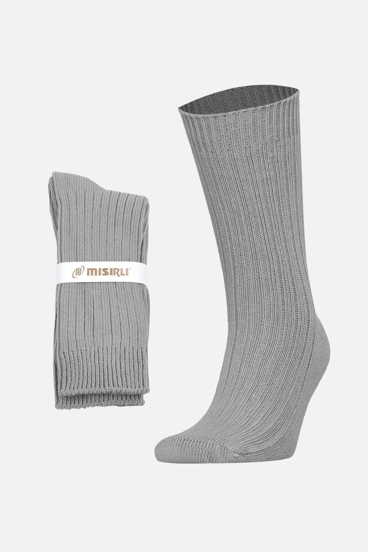 Mısırlı Unisex Pamuklu Bio Cotton Kışlık Gri Soket Çorap