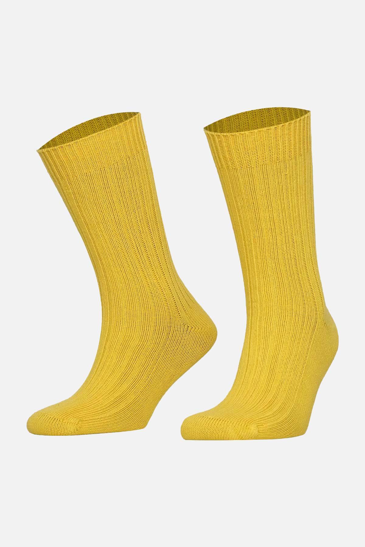 Mısırlı Unisex Pamuklu Bio Cotton Kışlık Sarı Soket Çorap - M-3093A-S