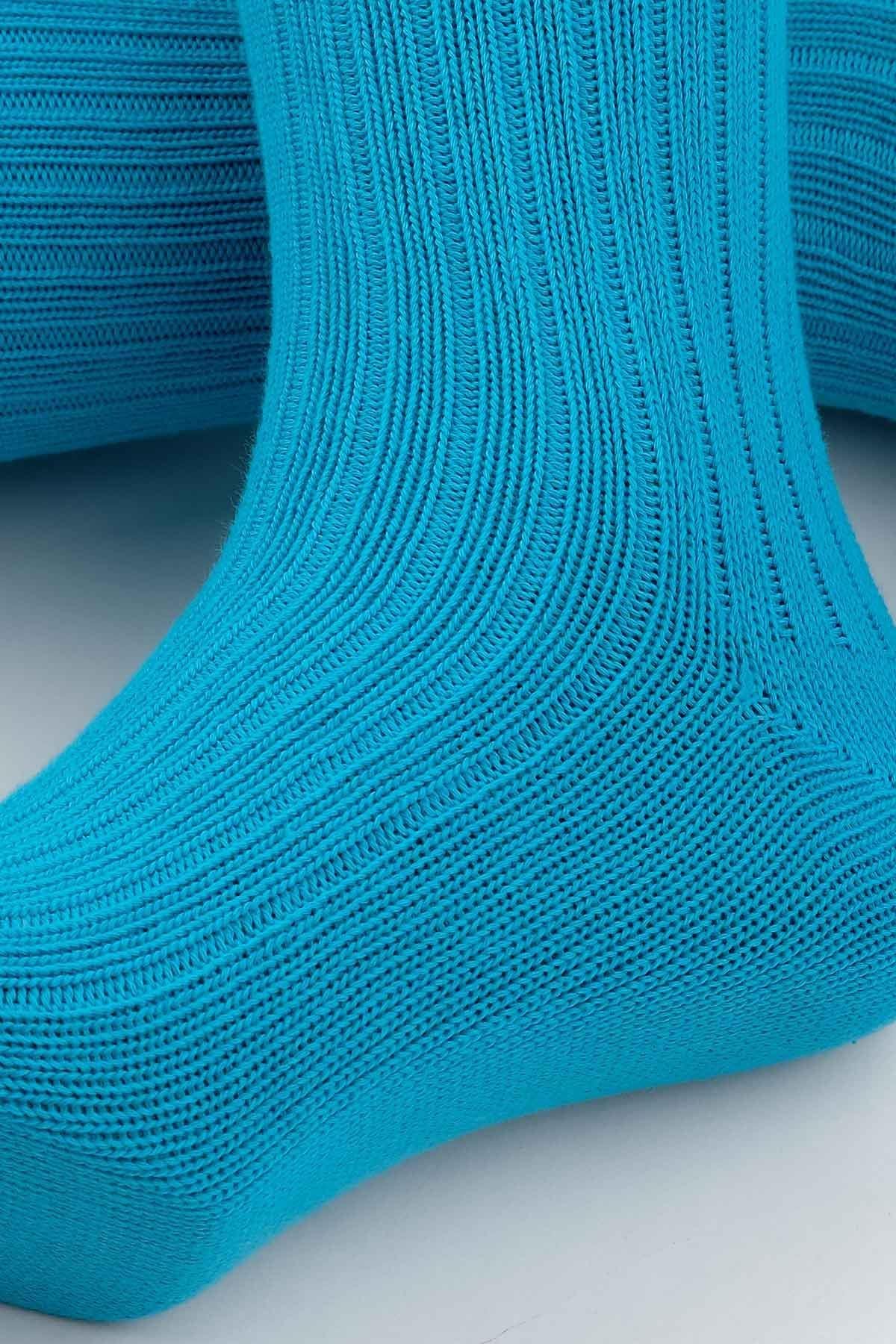 Mısırlı Unisex Pamuklu Bio Cotton Kışlık Mavi Soket Çorap - M-3092A-M