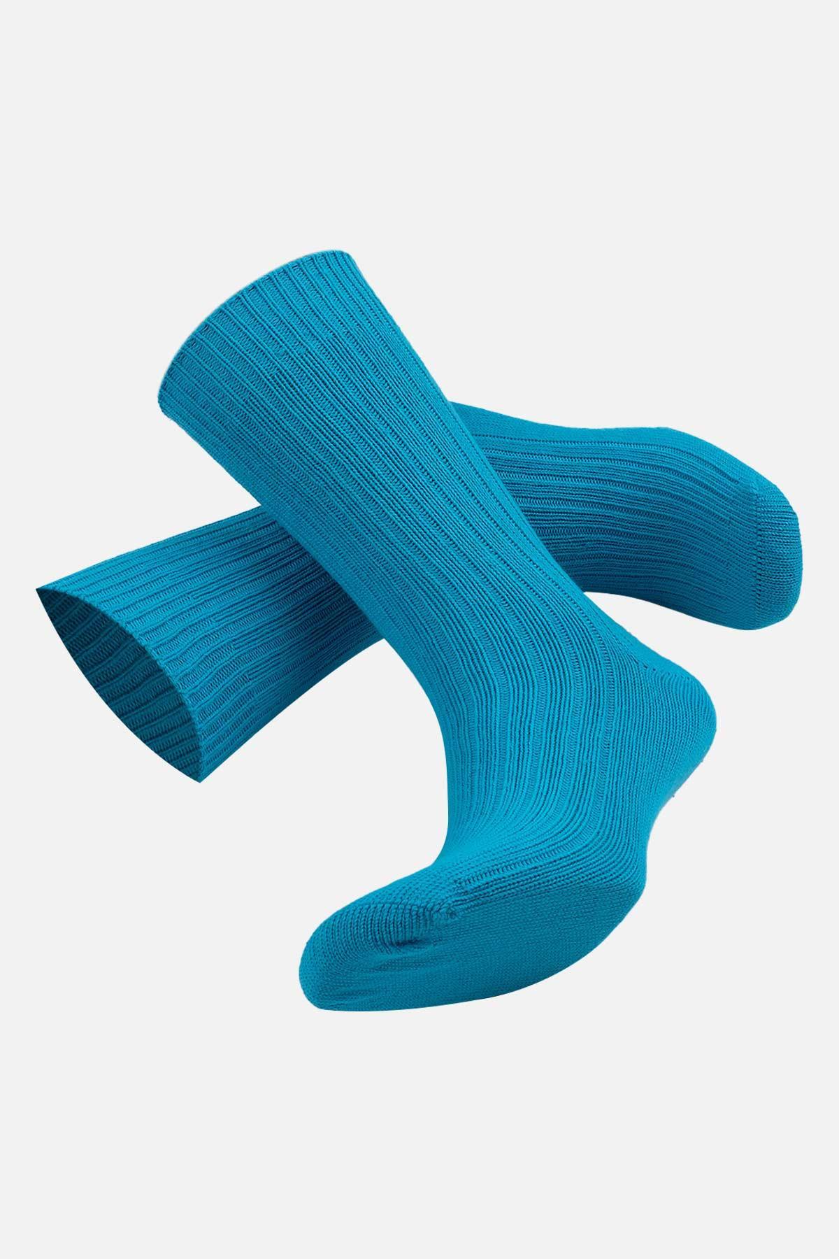 Mısırlı Unisex Pamuklu Bio Cotton Kışlık Mavi Soket Çorap - M-3092A-M