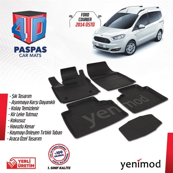 Ford Courier 4D Havuzlu Kauçuk Paspas 2014 Sonrası