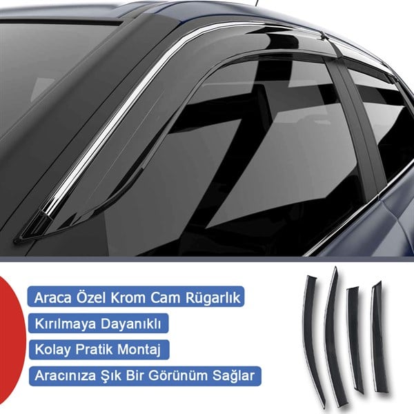 Nissan Qashqai 2007-2014 Krom Cam Rüzgarlık