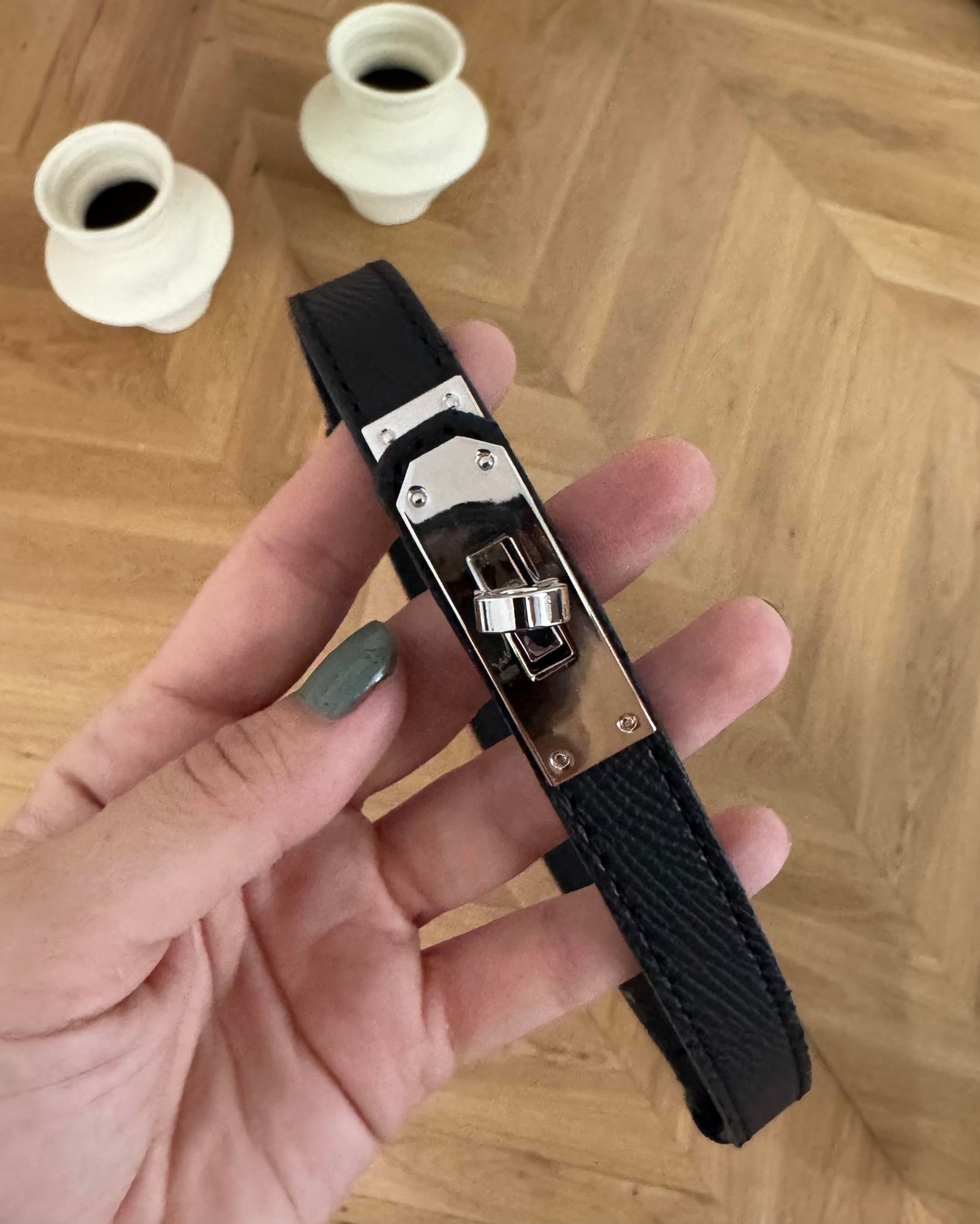 Silver Kilit Tokalı Dikişli Kemer 2cm Siyah