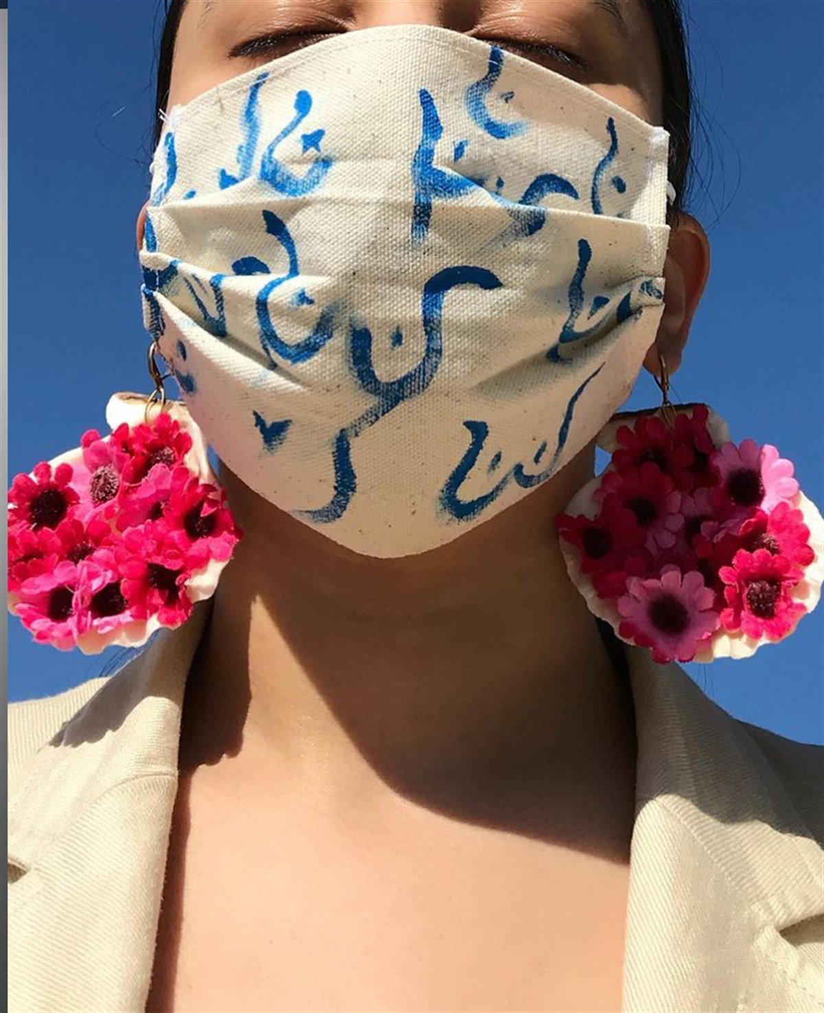 DENİZ KABUKLU PEMBE ÇİÇEKLİ KÜPE