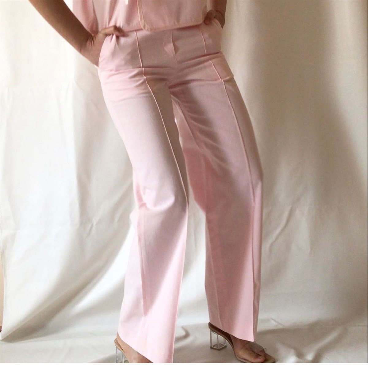 SOFT PEMBE KETEN PANTOLON