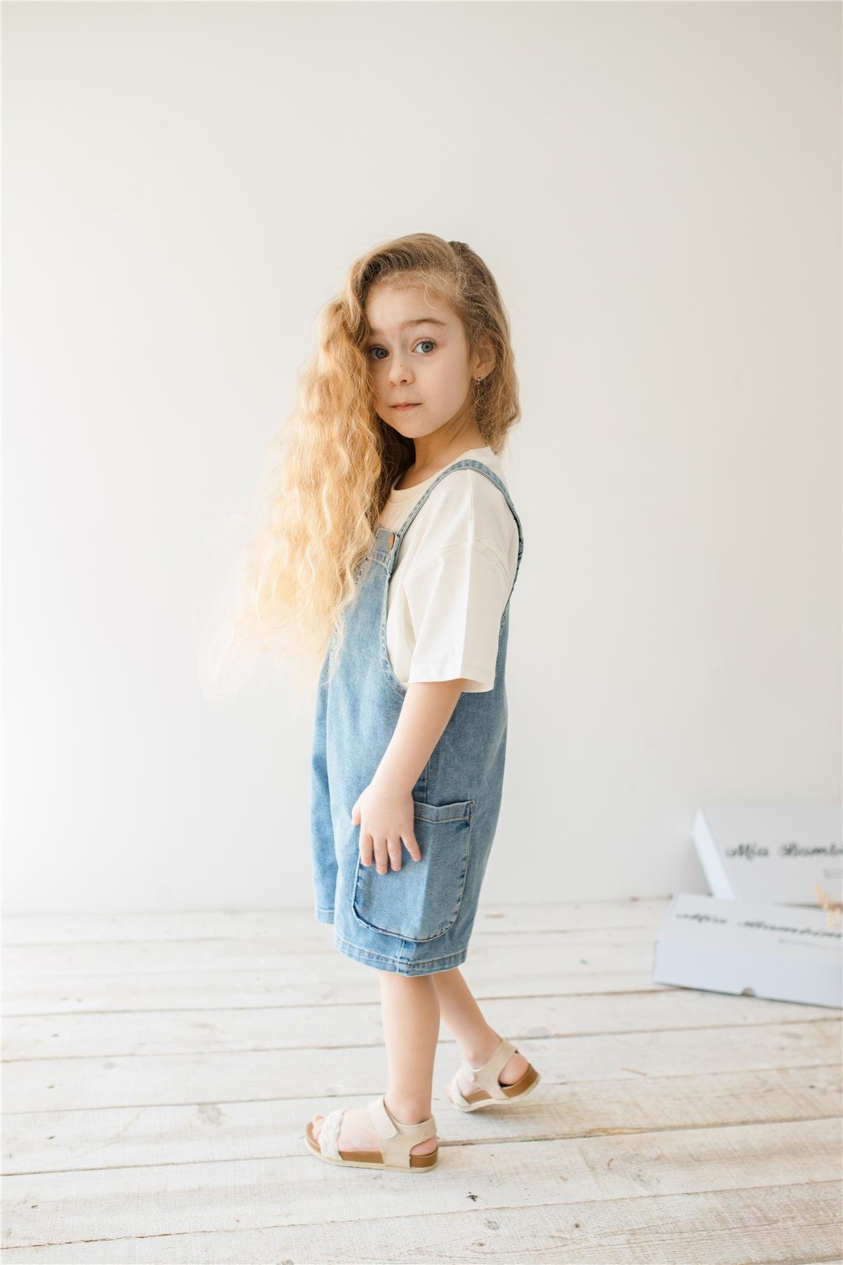 Unisex Kargo Cepli Kot Salopet Mavi