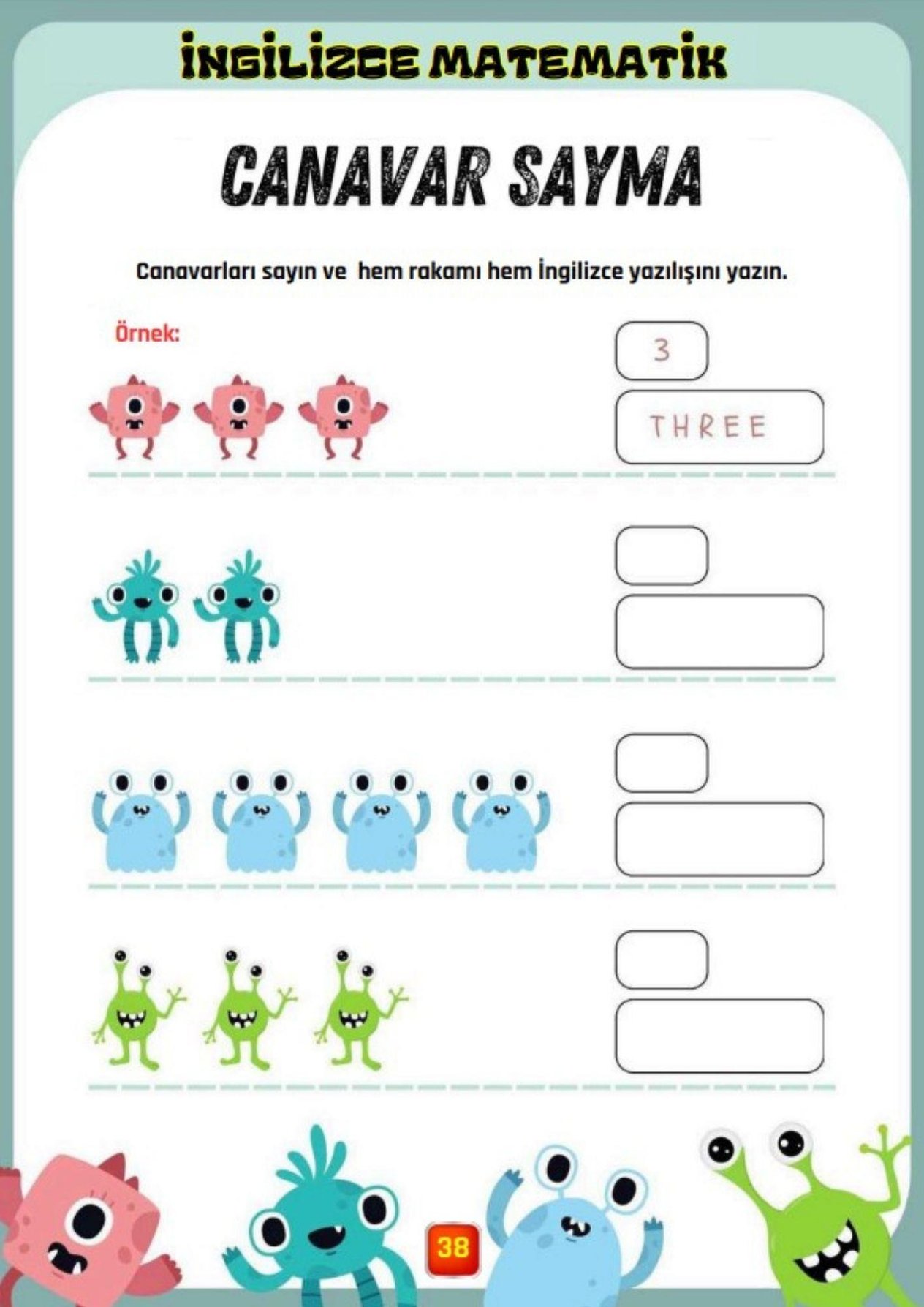 Okul Öncesi ve Birinci Sınıflar İngilizce Matematik YAZ-SİL