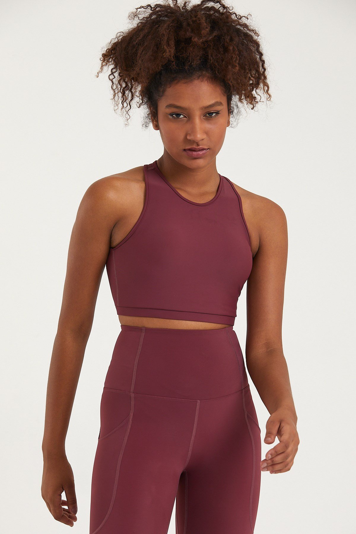 GRAB Bordo Halter Yaka Spor Sütyeni 