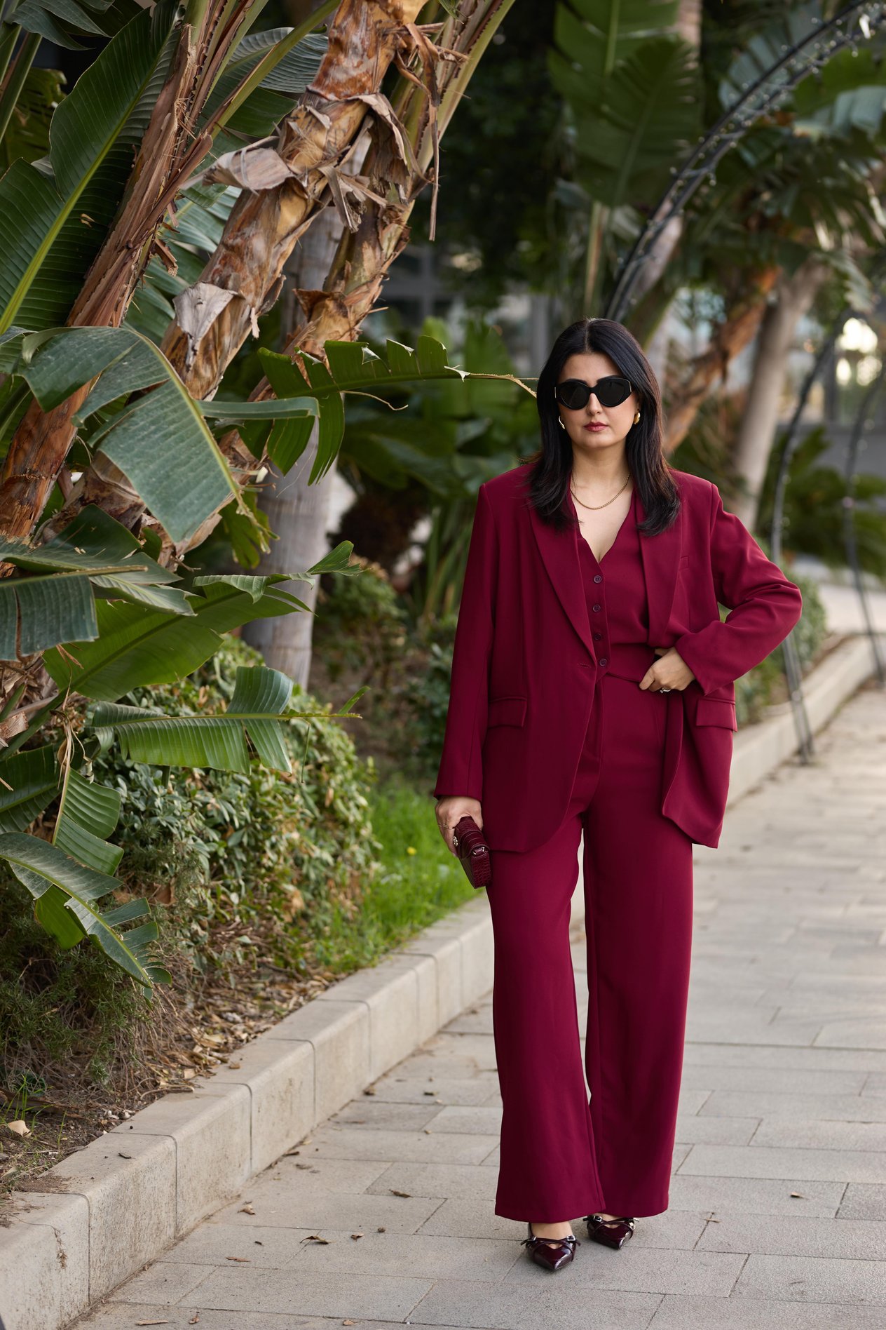 Bordo Premium Palazzo Pantolon