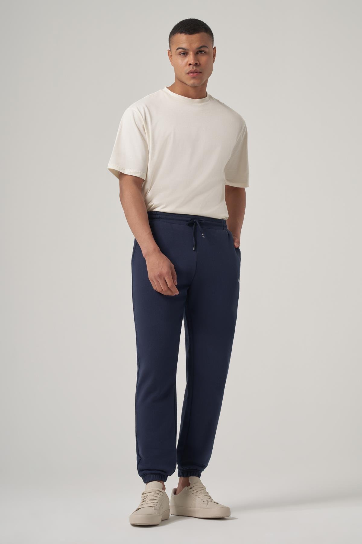 WELLWE-THAN lacivert nakış detaylı relaxed fit jogger-Eşofman altı