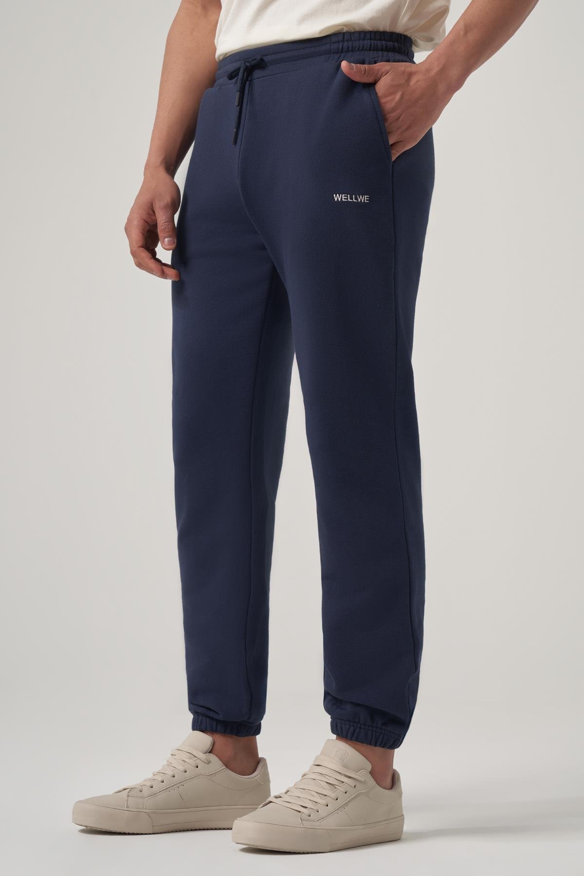 WELLWE-THAN lacivert nakış detaylı relaxed fit jogger-Eşofman altı