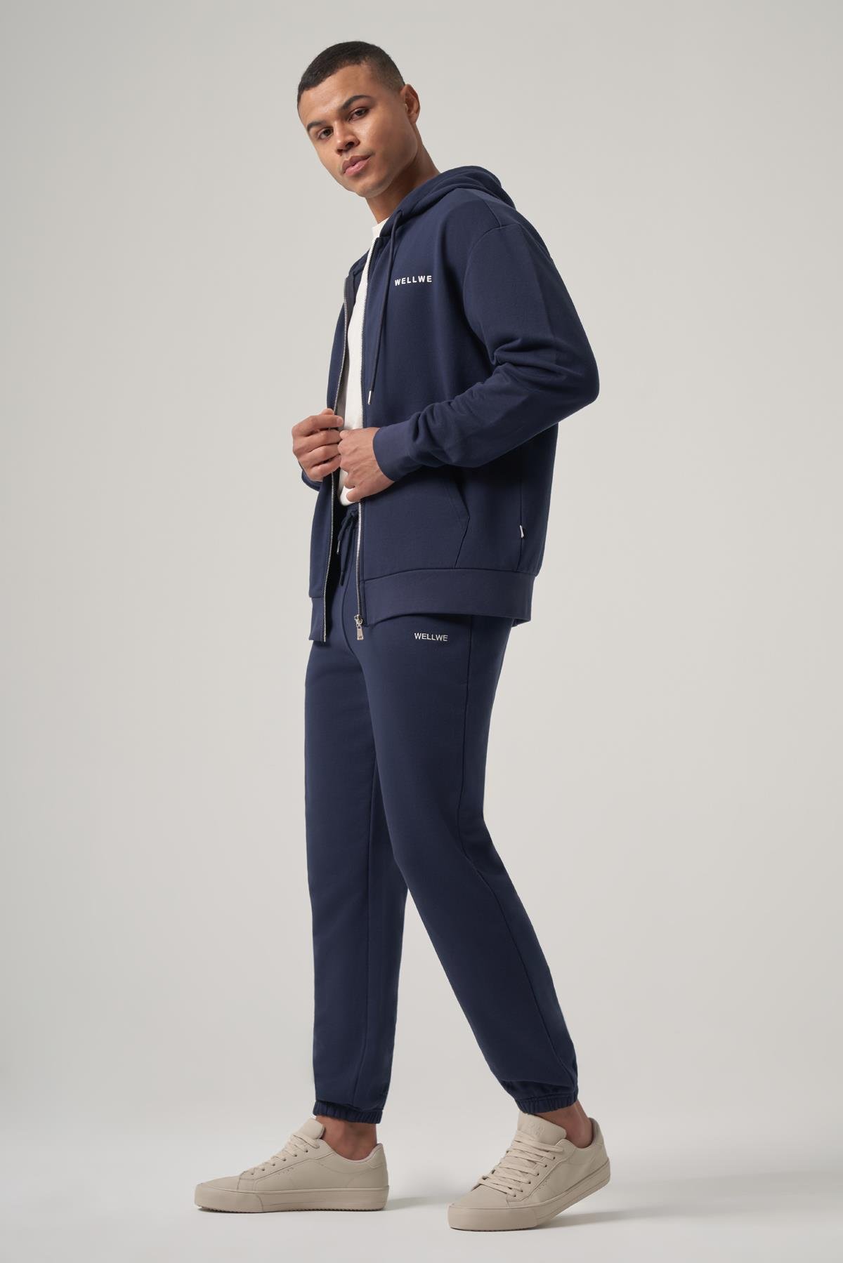 WELLWE-THAN lacivert nakış detaylı relaxed fit jogger-Eşofman altı