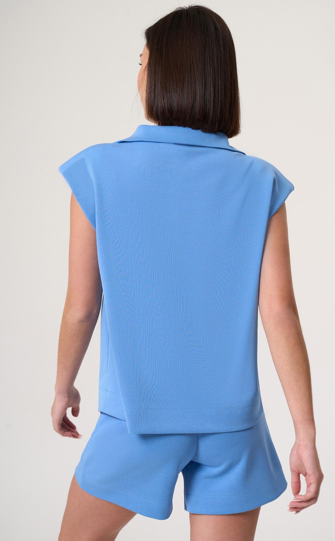 WELLWE-TYNE BEBE MAVİSİ MODAL İÇERİKLİ, DİK YAKA FERMUAR DETAYLI T-SHIRT-T-Shirt & Atlet