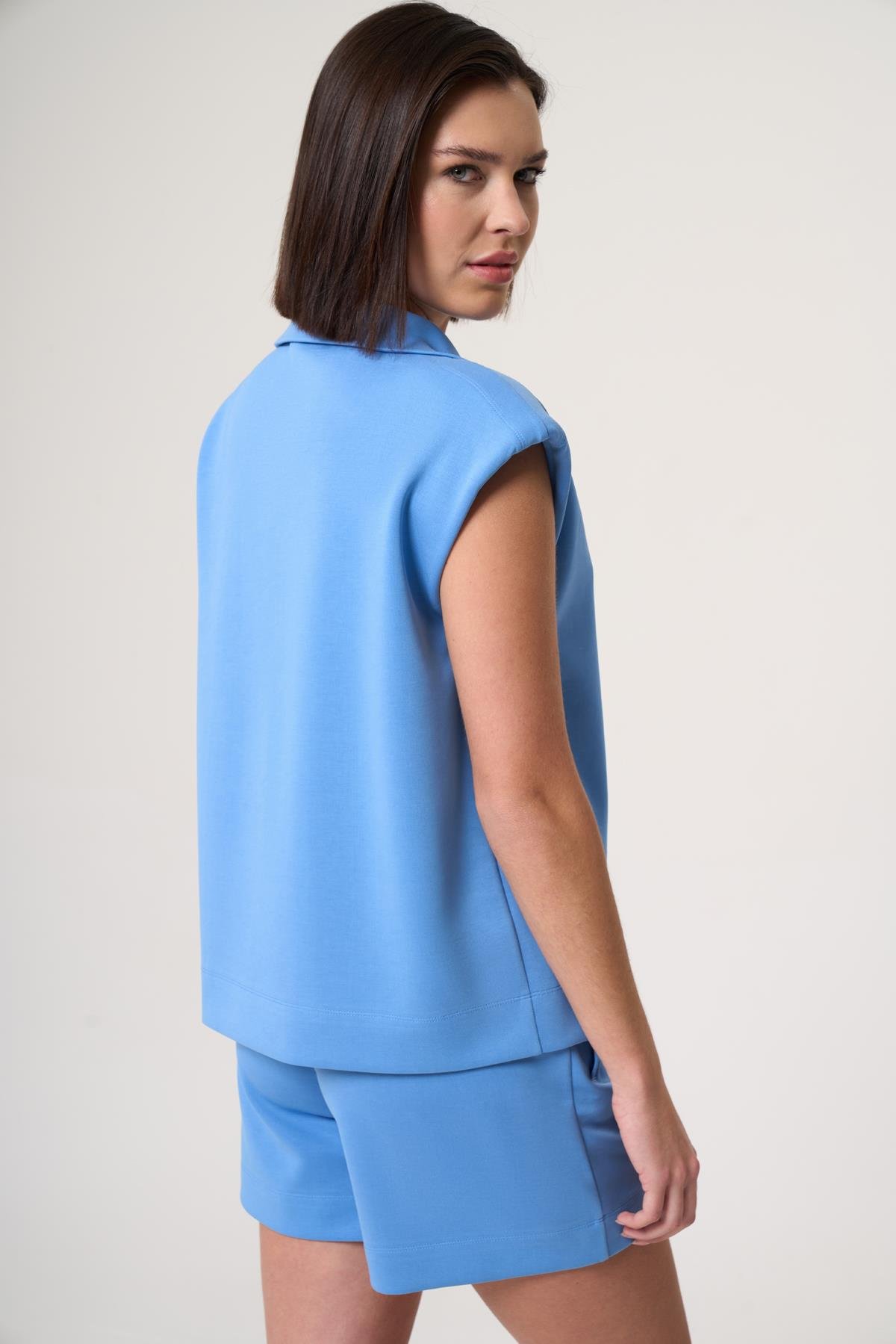 WELLWE-TYNE BEBE MAVİSİ MODAL İÇERİKLİ, DİK YAKA FERMUAR DETAYLI T-SHIRT-T-Shirt & Atlet