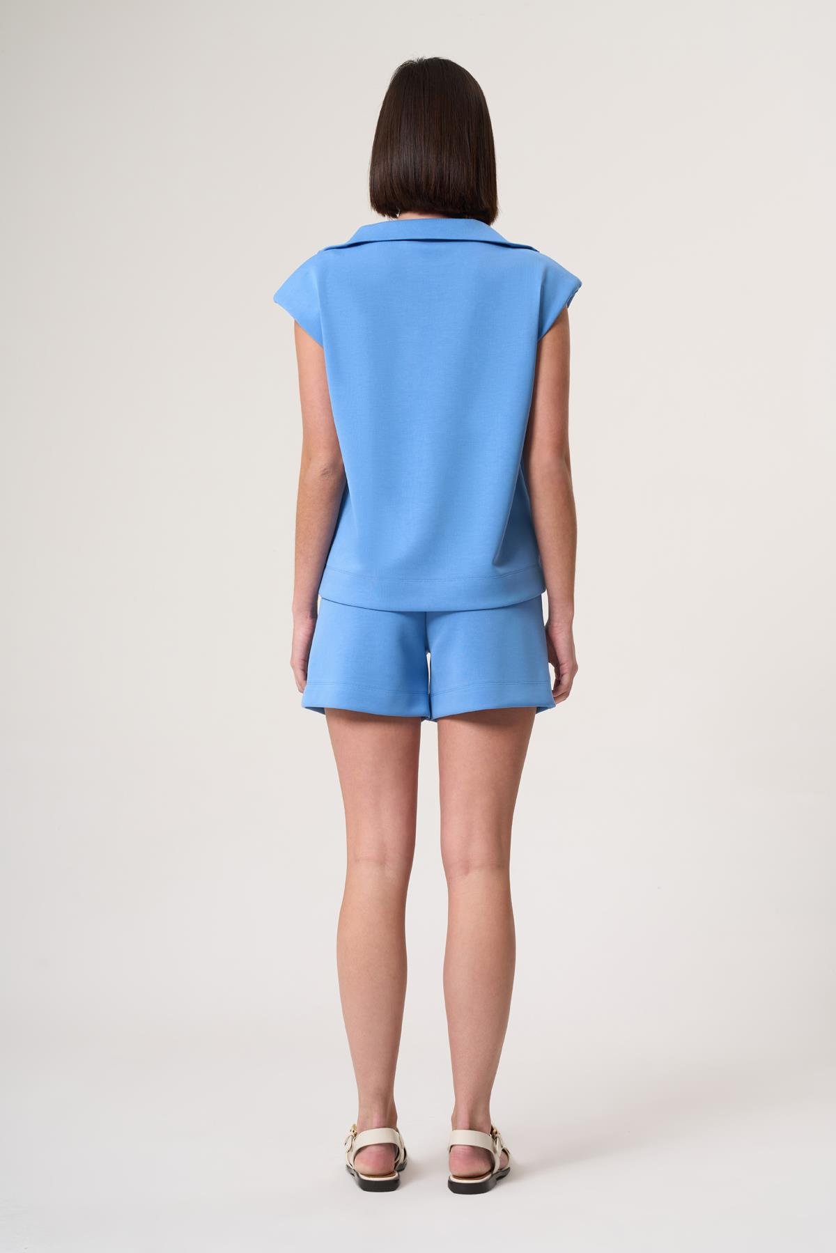 WELLWE-TYNE BEBE MAVİSİ MODAL İÇERİKLİ, DİK YAKA FERMUAR DETAYLI T-SHIRT-T-Shirt & Atlet