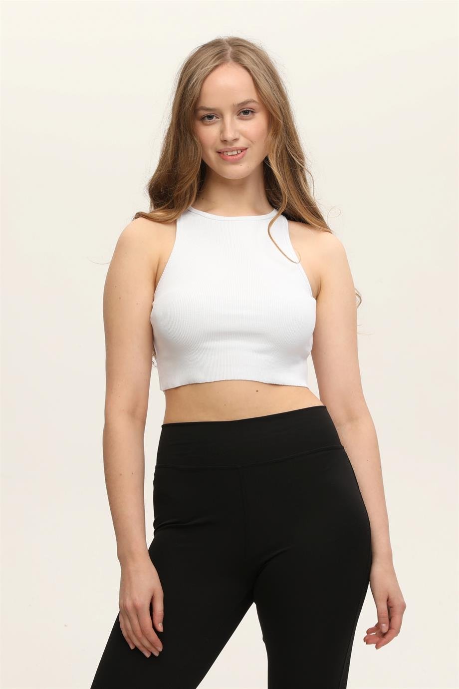 WELLWE-WELLWE BEYAZ CROP ATLET-T-Shirt & Atlet