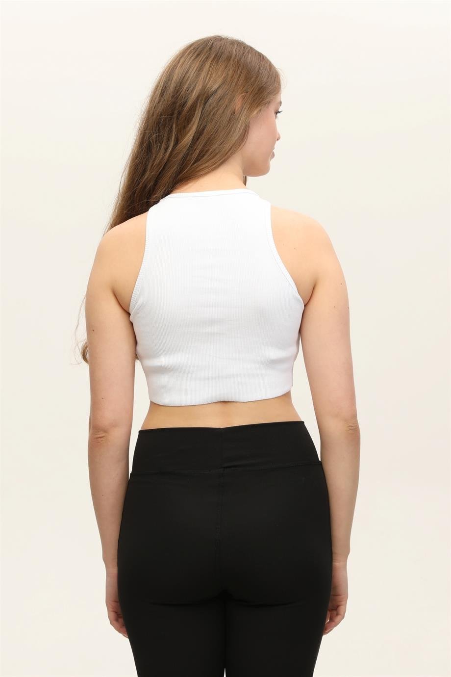 WELLWE-WELLWE BEYAZ CROP ATLET-T-Shirt & Atlet