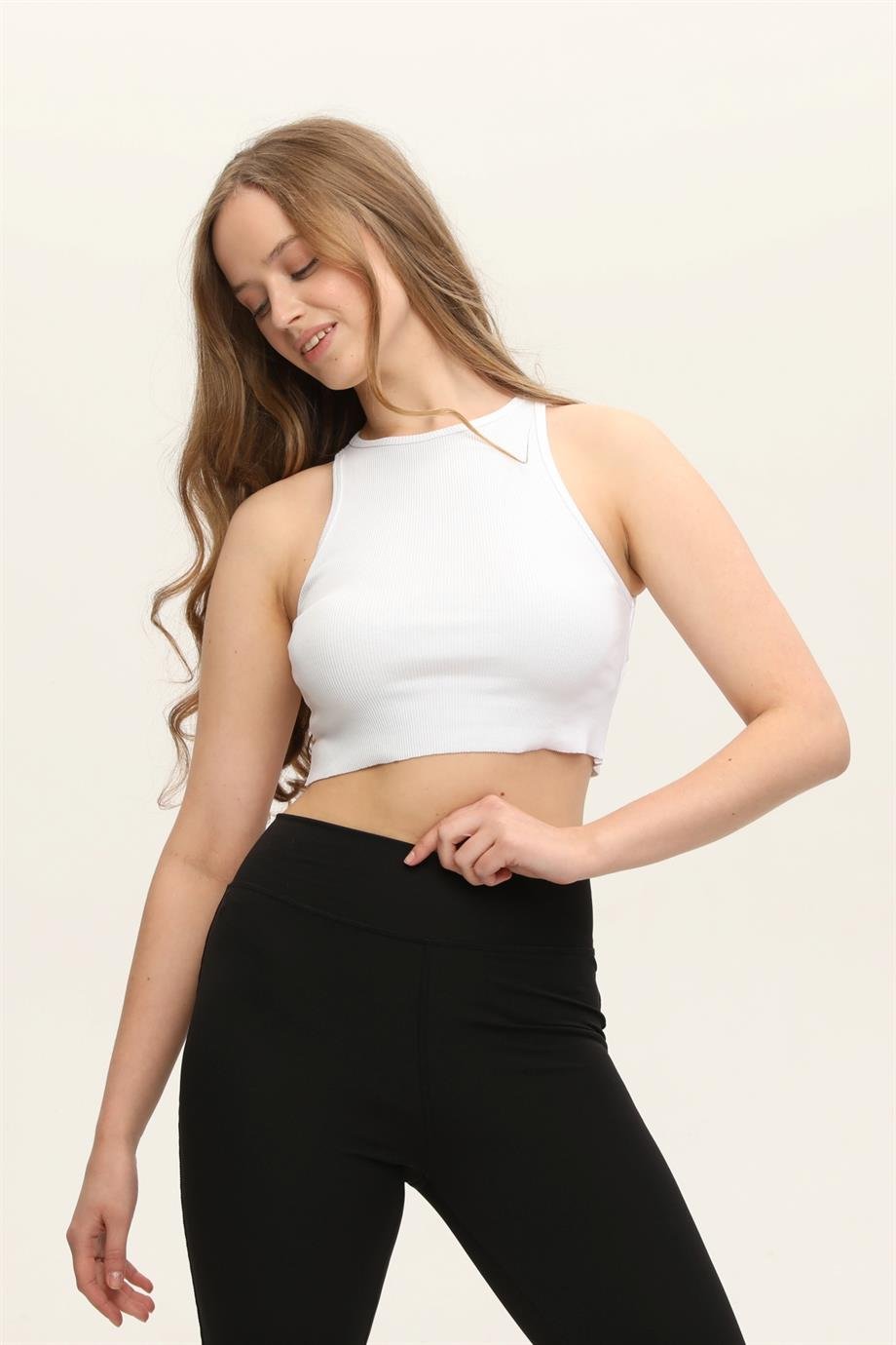 WELLWE-WELLWE BEYAZ CROP ATLET-T-Shirt & Atlet