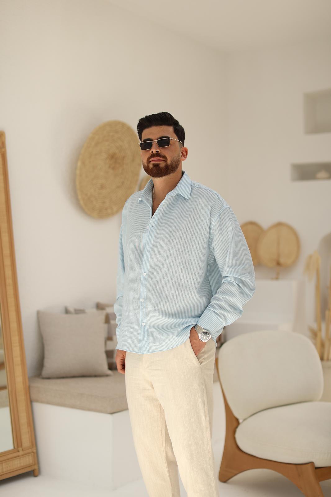 Bebe Mavi Çizgili Gömlek