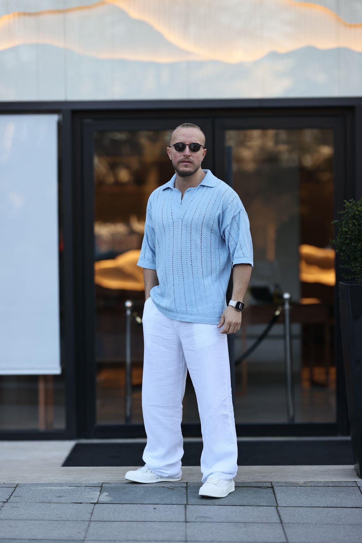 Bebe Mavi Örme Triko Polo Yaka T-Shirt