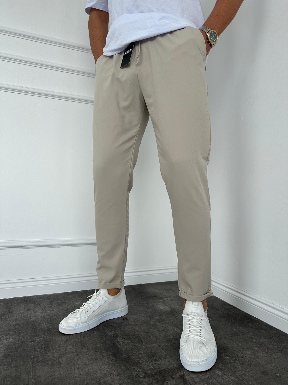 Bej Duble Paça Slimfit Jogger