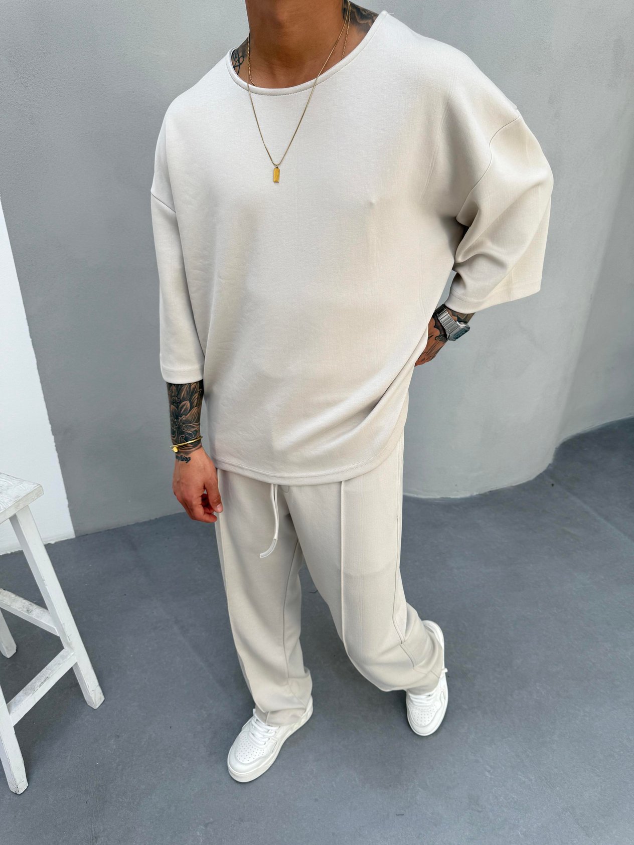 Bej Oysho Kumaş Baggy Pantolon