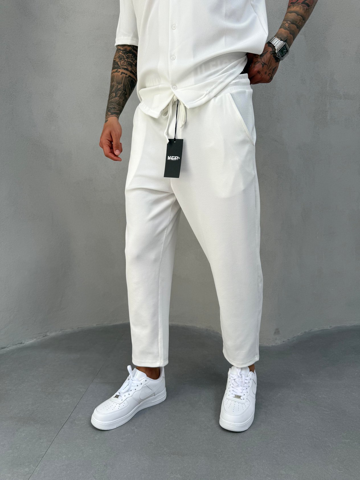 Beyaz Fitilli Boyfriend Pantolon